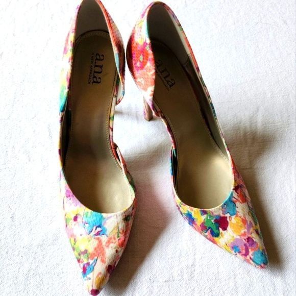 Designer a.n.a. Floral Cut Out Snakeskin print under Stiletto Sz. 9 H Size US 9 / IT 39 - 1 Thumbnail