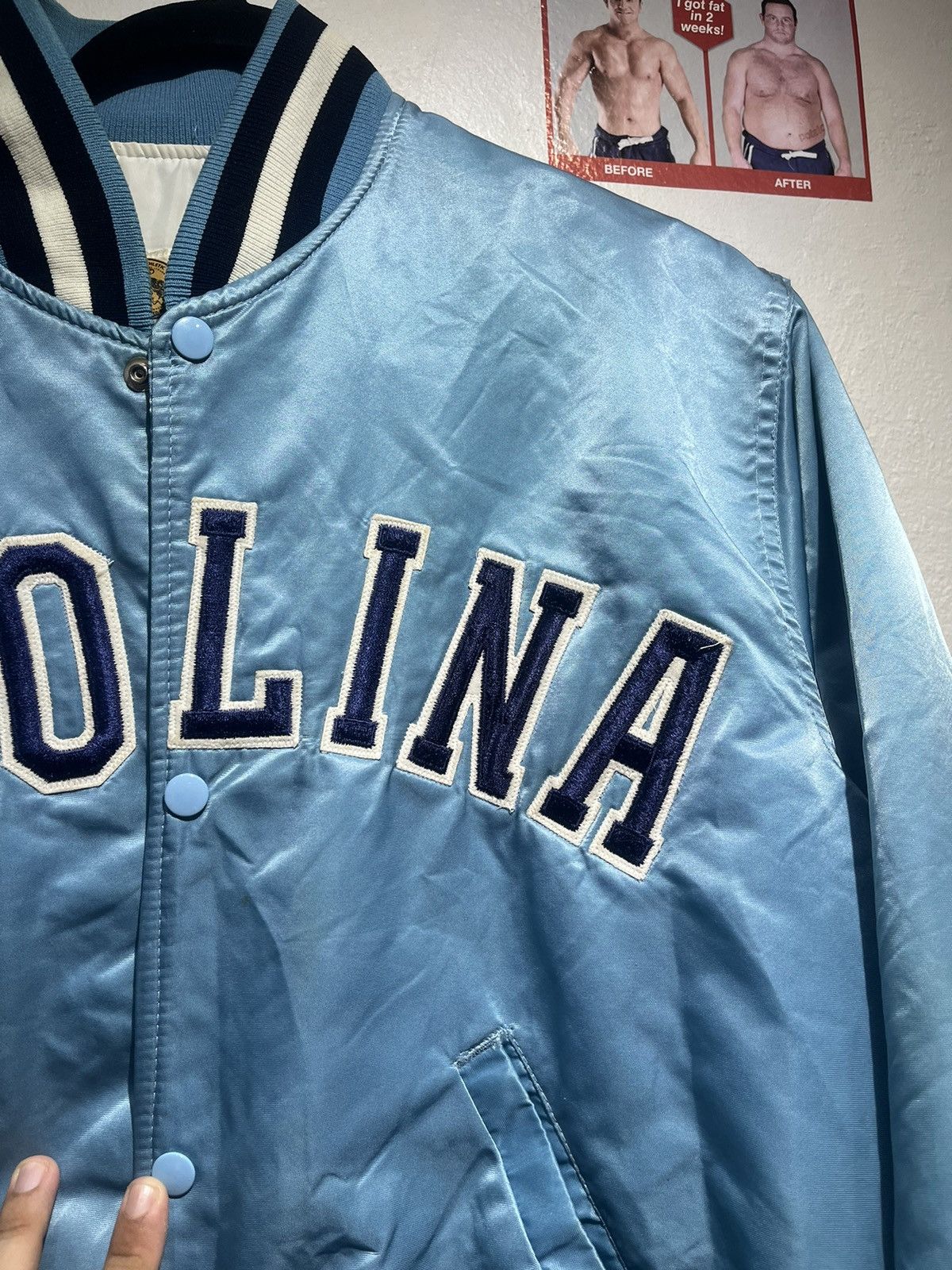 Vintage Vintage 80s NCAA University of North Carolina satin Jacket Size US L / EU 52-54 / 3 - 6 Thumbnail