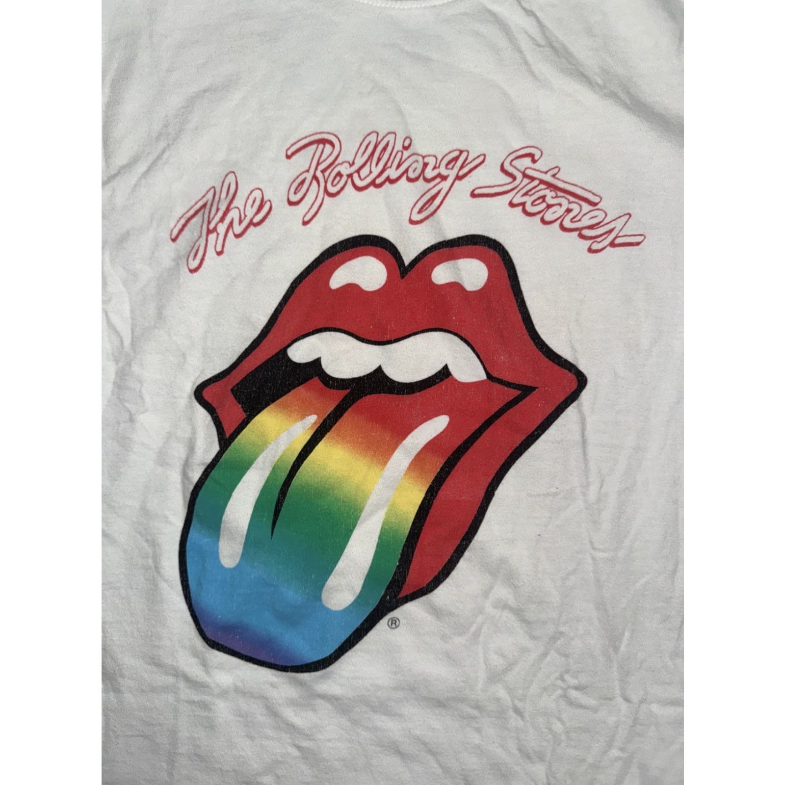 Rainbow VINTAGE Rolling Stones Rainbow Tongue Graphic Band T-Shirt White Small 19x25 Size US S / EU 44-46 / 1 - 4 Thumbnail