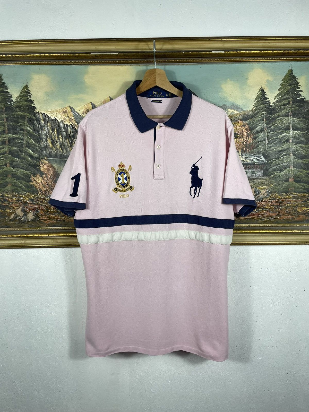 Polo Ralph Lauren Pony Crest Logos Striped Shirt Pink Blue offers White Collared Size S