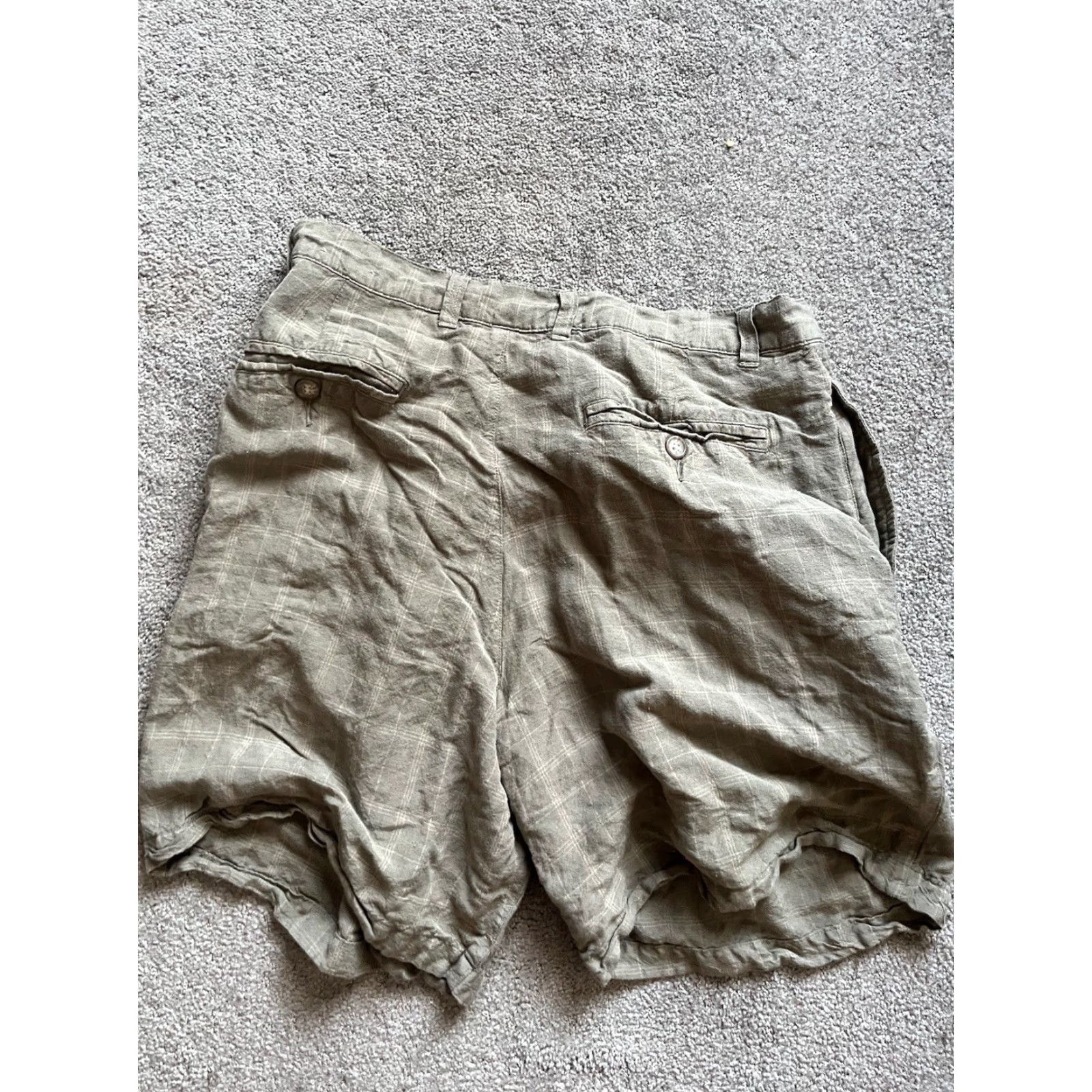 Geoffrey Beene VINTAGE Geoffrey Beene Linen Rayon Shorts Men Plaid Brown 34 Adult Chino Mens Size US 34 / EU 50 - 2 Thumbnail