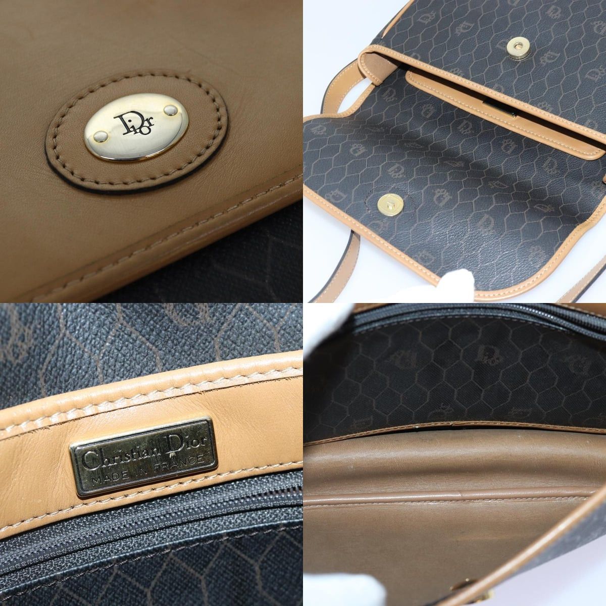 Dior DIOR Honeycomb Canvas Shoulder Bag Pvc Leather Black Gold Size ONE SIZE - 11 Thumbnail