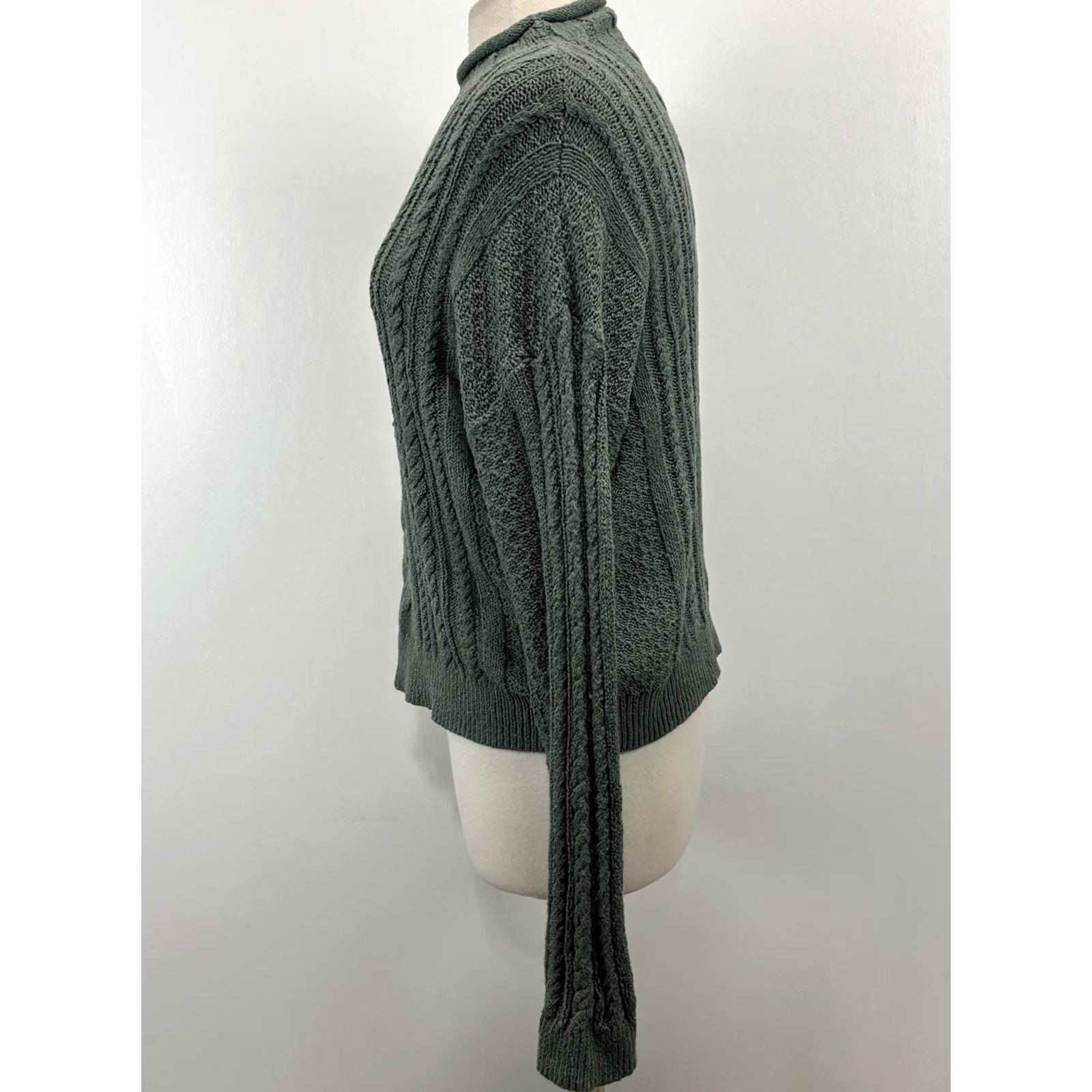 J.Crew J.CREW Cableknit Roll Neck Sweater Women’s L Green Fisherman Coastal Grandma Pullover Knit Shirt Mens Women Girls Boys Size L / US 10 / IT 46 - 2 Thumbnail
