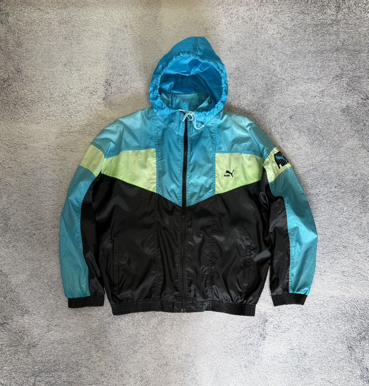 Puma Vintage Puma Runner Windbreaker Jacket Color Block Nylon 90s 