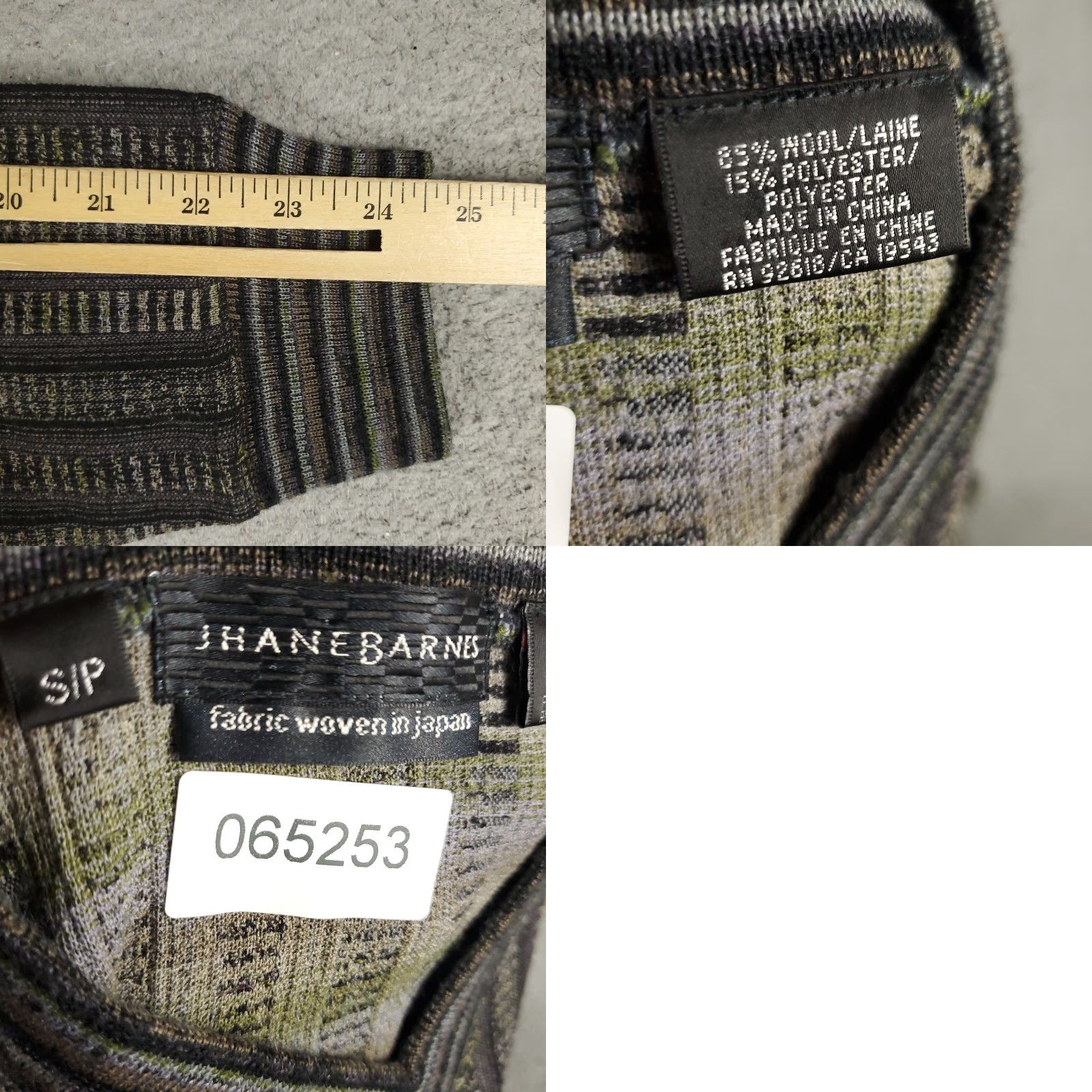 Vintage Jhane Barnes Sweater Mens Small Gray Striped V-Neck Pullover Sweatshirt Size US S / EU 44-46 / 1 - 8 Thumbnail