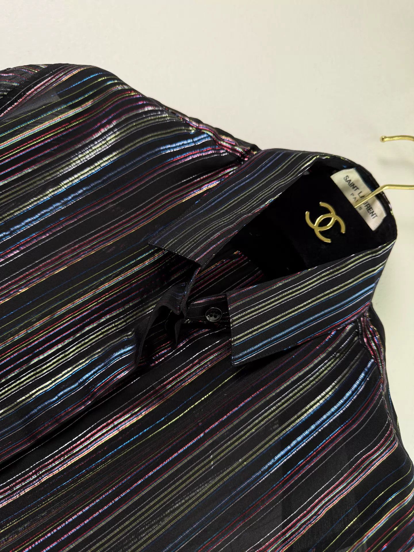 Saint Laurent Paris Saint Laurent 91% Silk 9% Metallic Shirt M Size M / US 6-8 / IT 42-44 - 3 Thumbnail