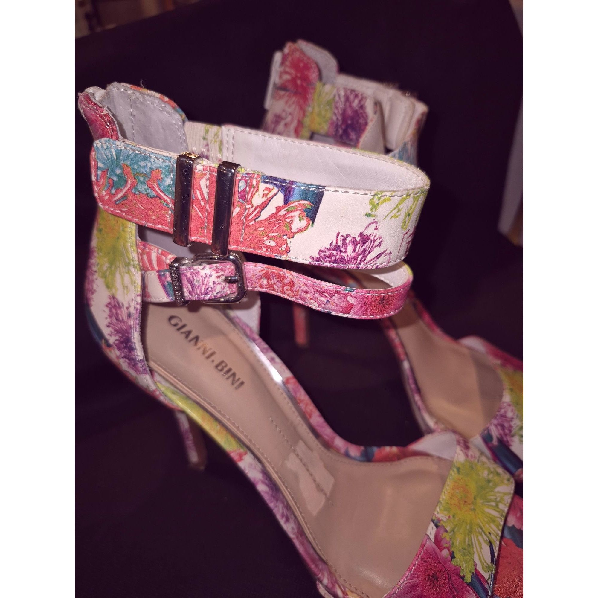 Other Gianni Bini Womens Floral High Heel Sandals 8.5 Ankle Straps Size US 8.5 / IT 38.5 - 2 Thumbnail