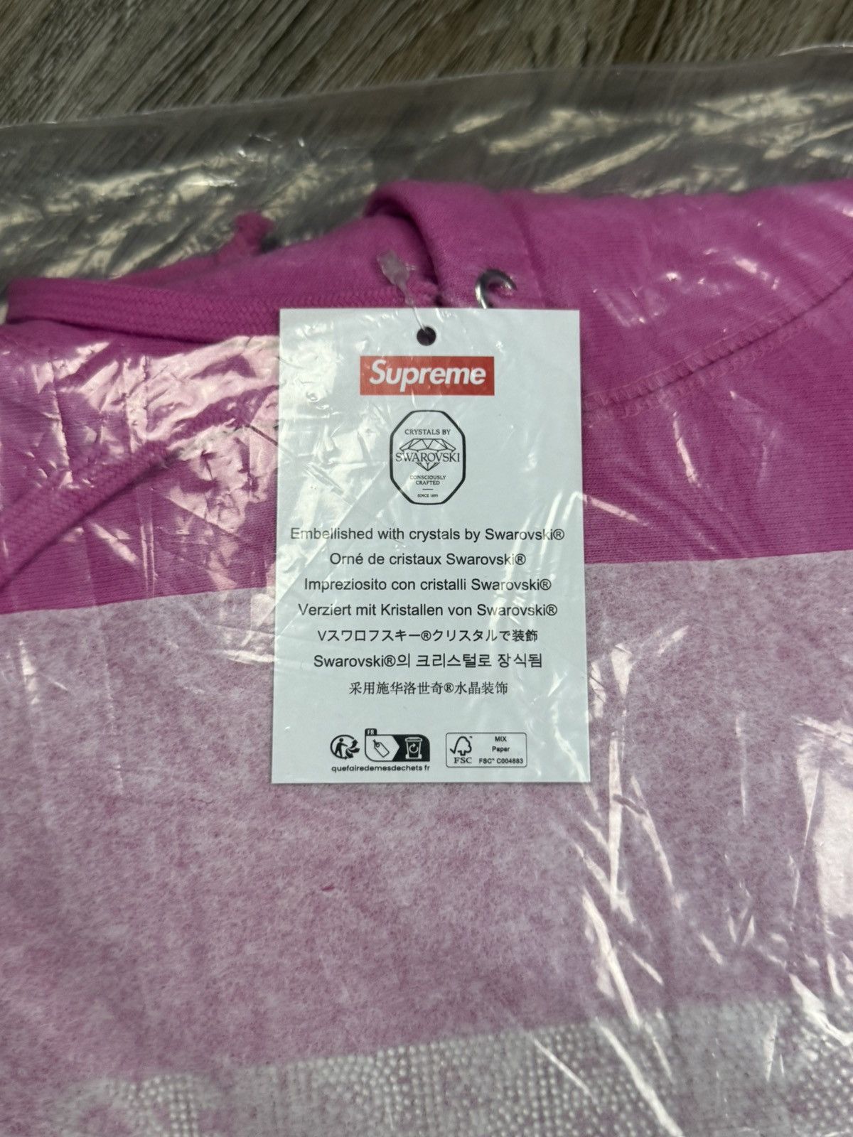 Supreme × Swarovski Supreme Swarovski Motion Logo Hooded Sweatshirt Pink FW25 L Size US L / EU 52-54 / 3 - 4 Thumbnail