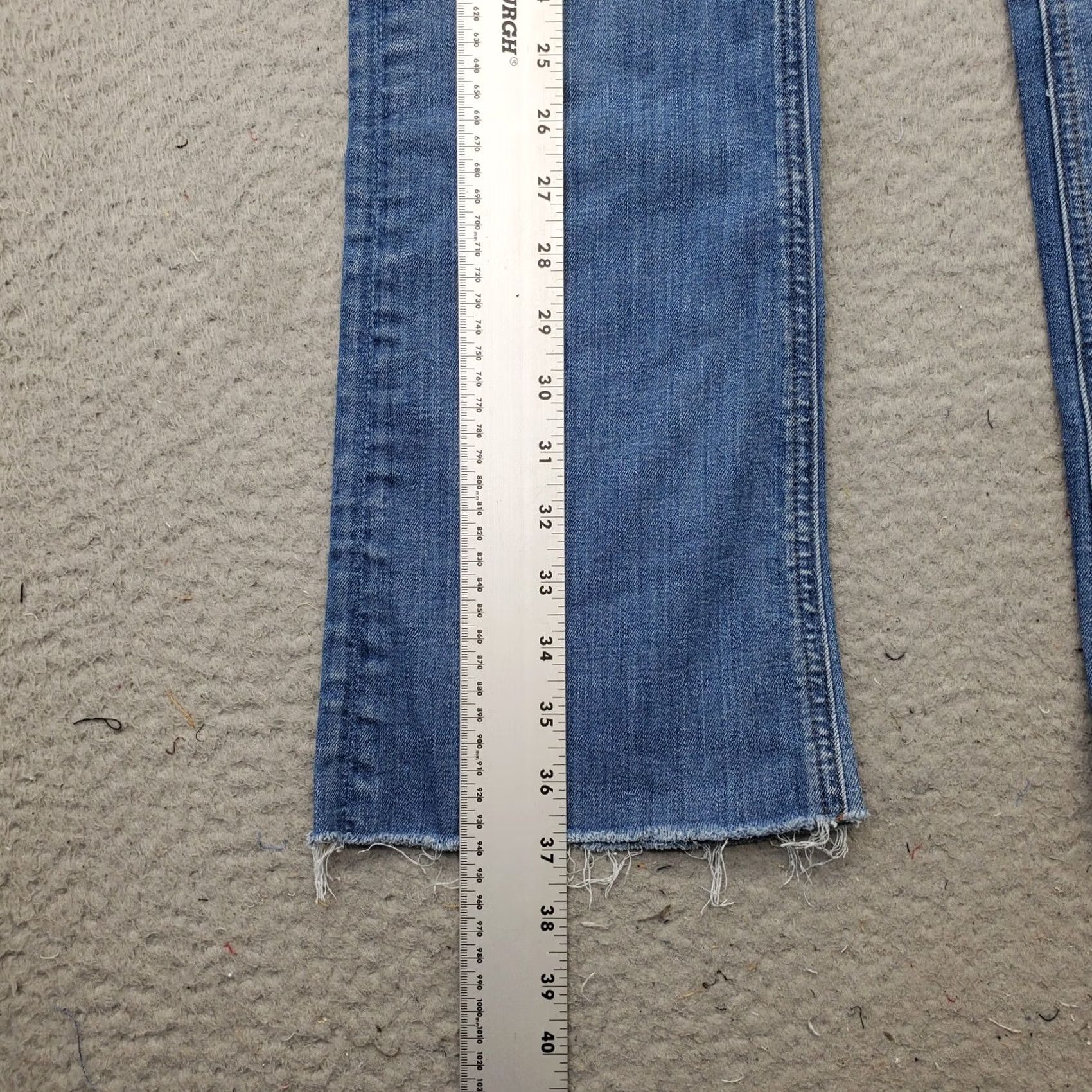 J.Crew J.CREW Bootcut Jeans Womens 29T Blue Denim Stretch Faded Raw Hem Whiskered Size 29" - 3 Thumbnail