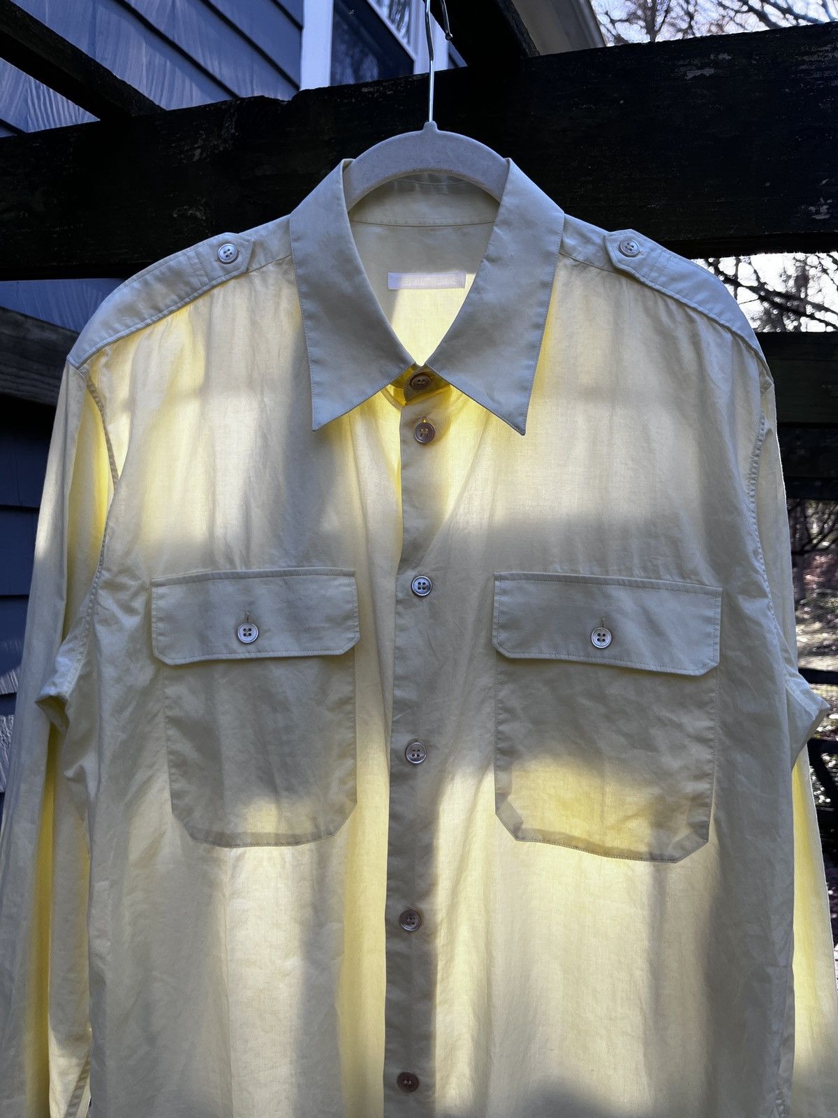 Helmut Lang Helmut Lang 03-04’ transparent military button up Size US L / EU 52-54 / 3 - 4 Thumbnail
