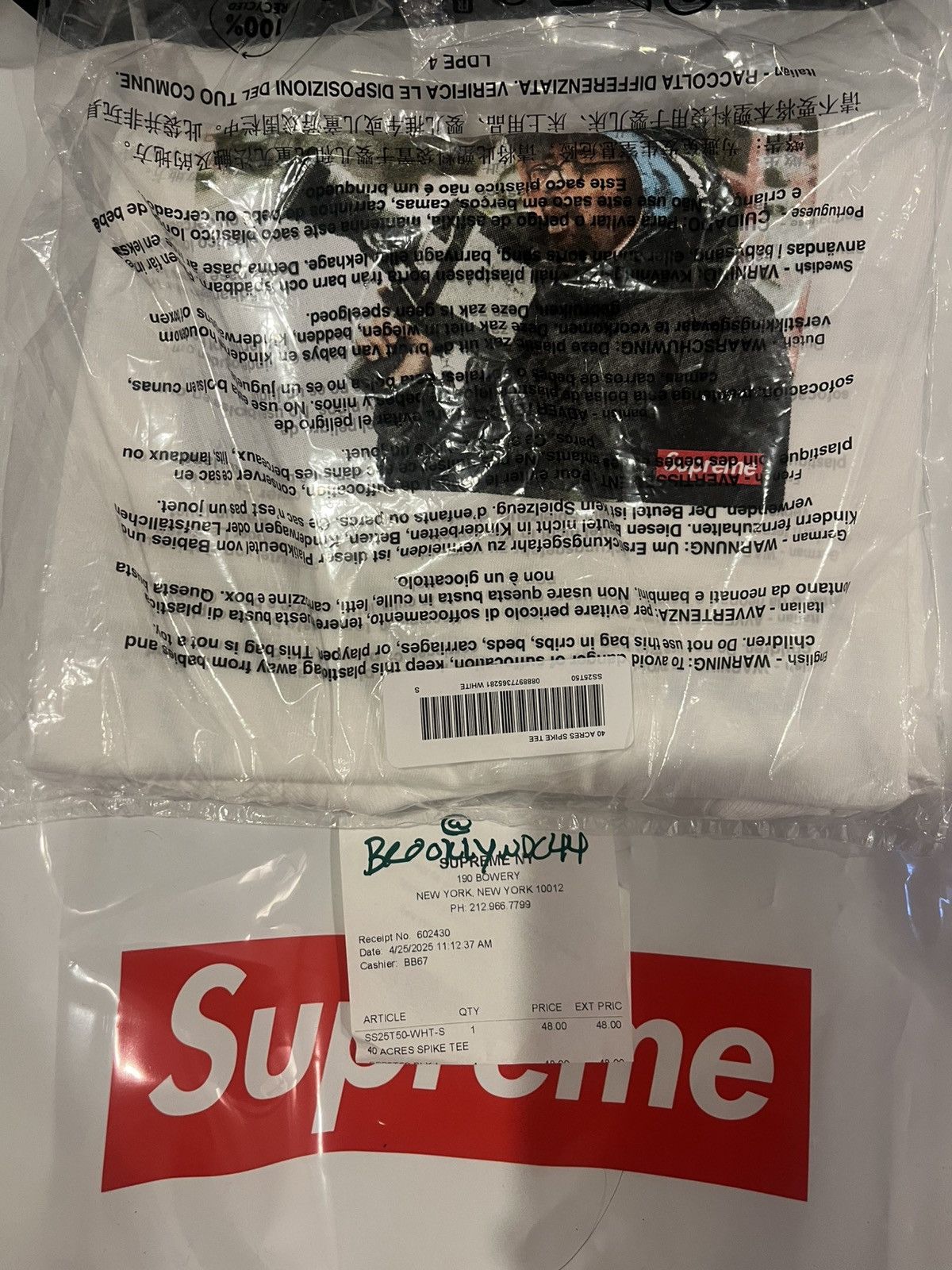 Supreme SS25 Supreme 40 Acres Spike Tee Small White Size US S / EU 44-46 / 1 - 1 Thumbnail