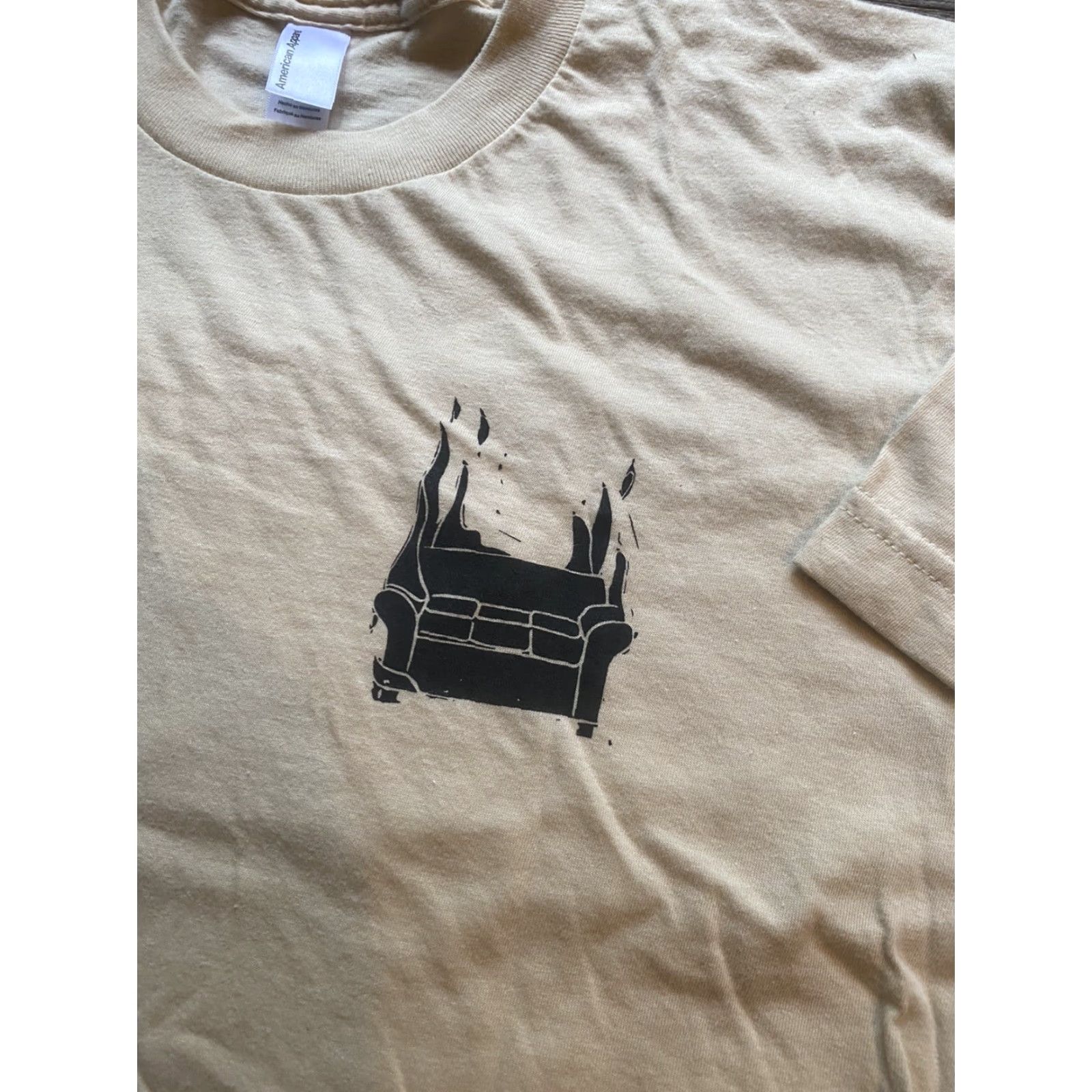 American Apparel Mens Medium Walshstock Grafton Vermont Festival Shirt Short Sleeve RV M Beige Cotton Crew Neck T-Shirt Mens Size US M / EU 48-50 / 2 - 6 Thumbnail
