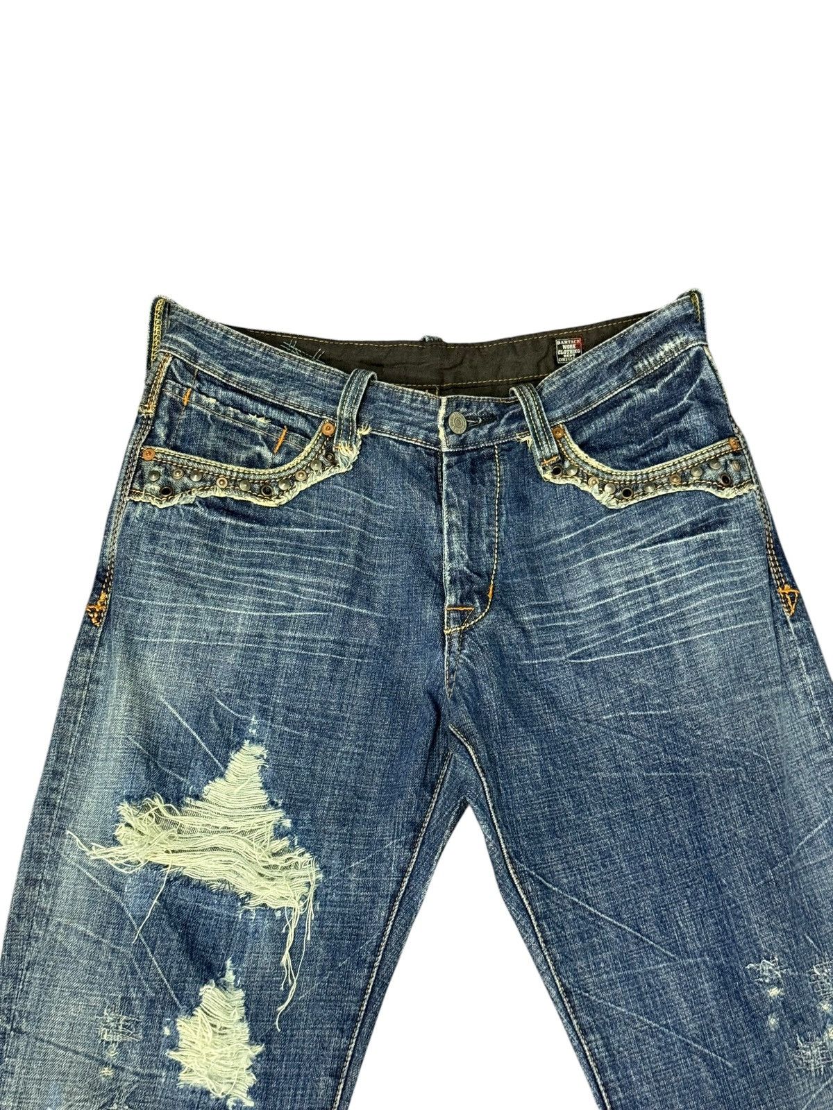 Japanese Brand Flare Jeans Bartack Distress Boot Cut amiri lgb dior 3🟦5 Size US 31 - 8 Thumbnail