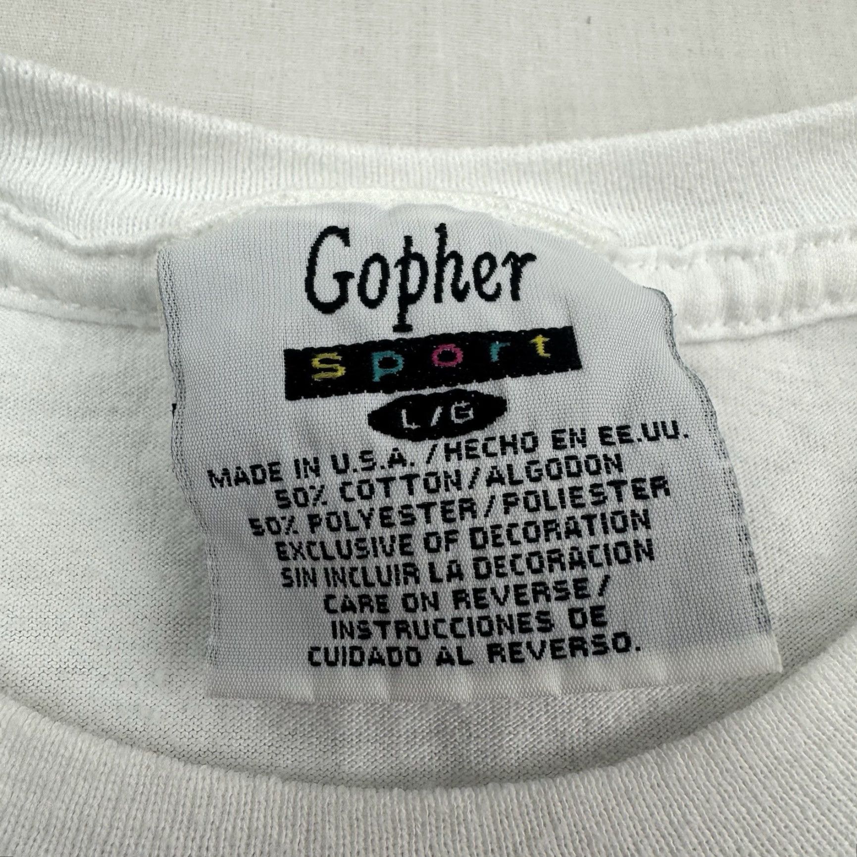 Vintage VINTAGE Gopher T Shirt Men's White Crew Neck Short Sleeve Cotton Polyester Cotton Blend Lexington Town City Travel Outdoor 90s Size US L / EU 52-54 / 3 - 5 Thumbnail