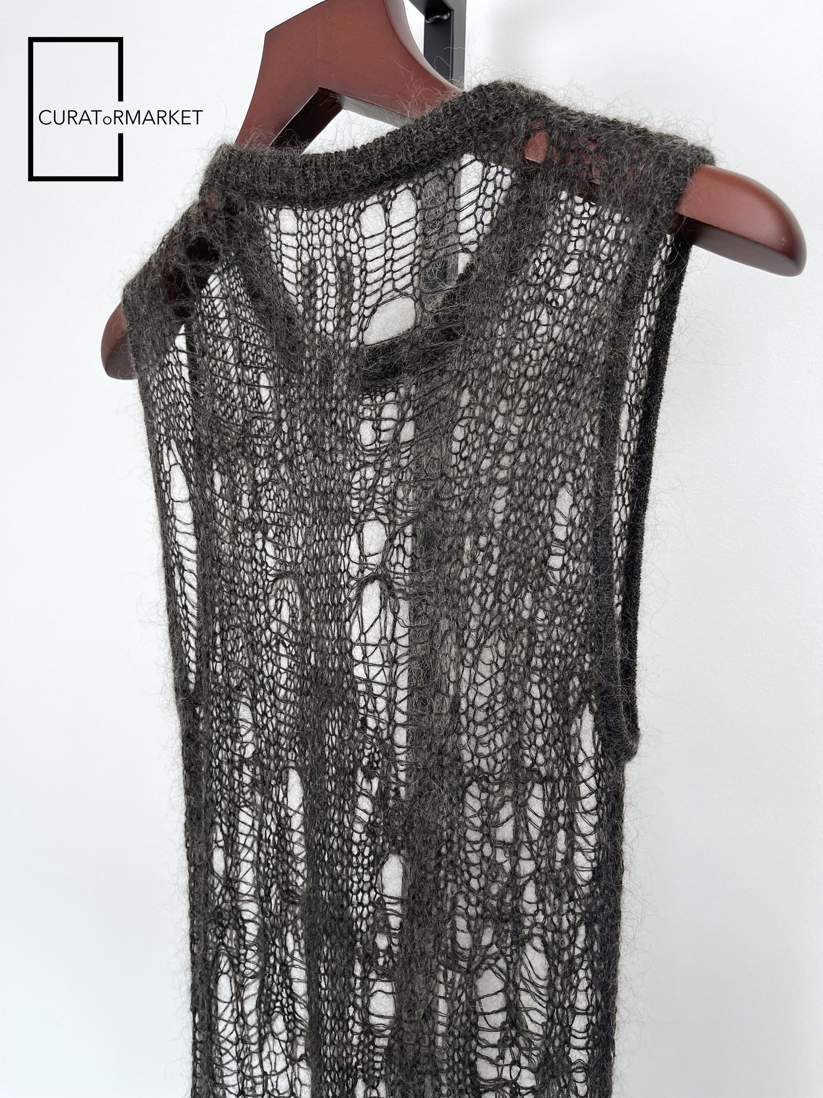 Rick Owens Wool Blend Dark Dust Hand Knit Spider Tank Top SS24 Lido Size US M / EU 48-50 / 2 - 11 Thumbnail