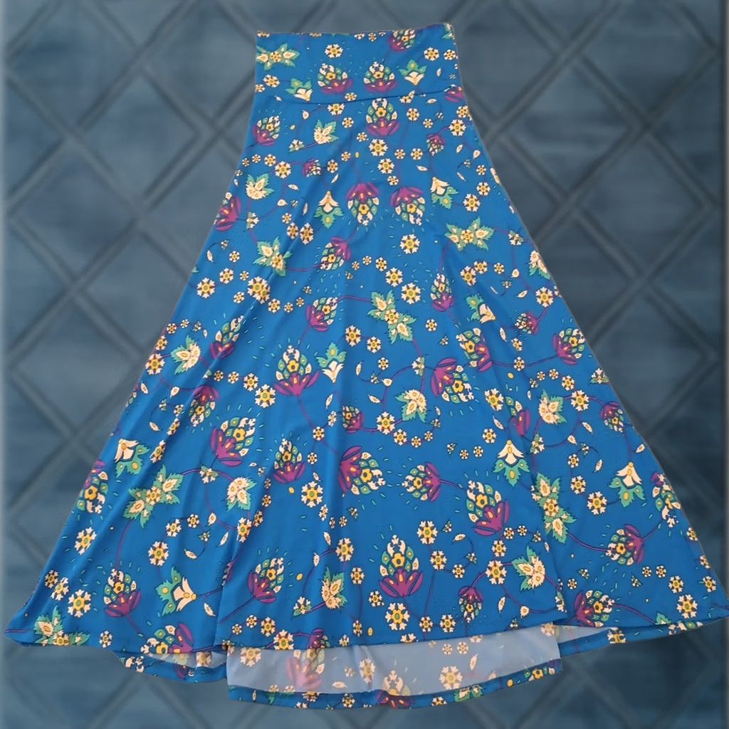 Vintage LuLaRoe Maxi Skirt XS Blue Floral Long Pull On Womens Regular Skirt Long Blue Floral Stretch Vintage No N/A Size 26" / US 2 / IT 38 - 1 Thumbnail