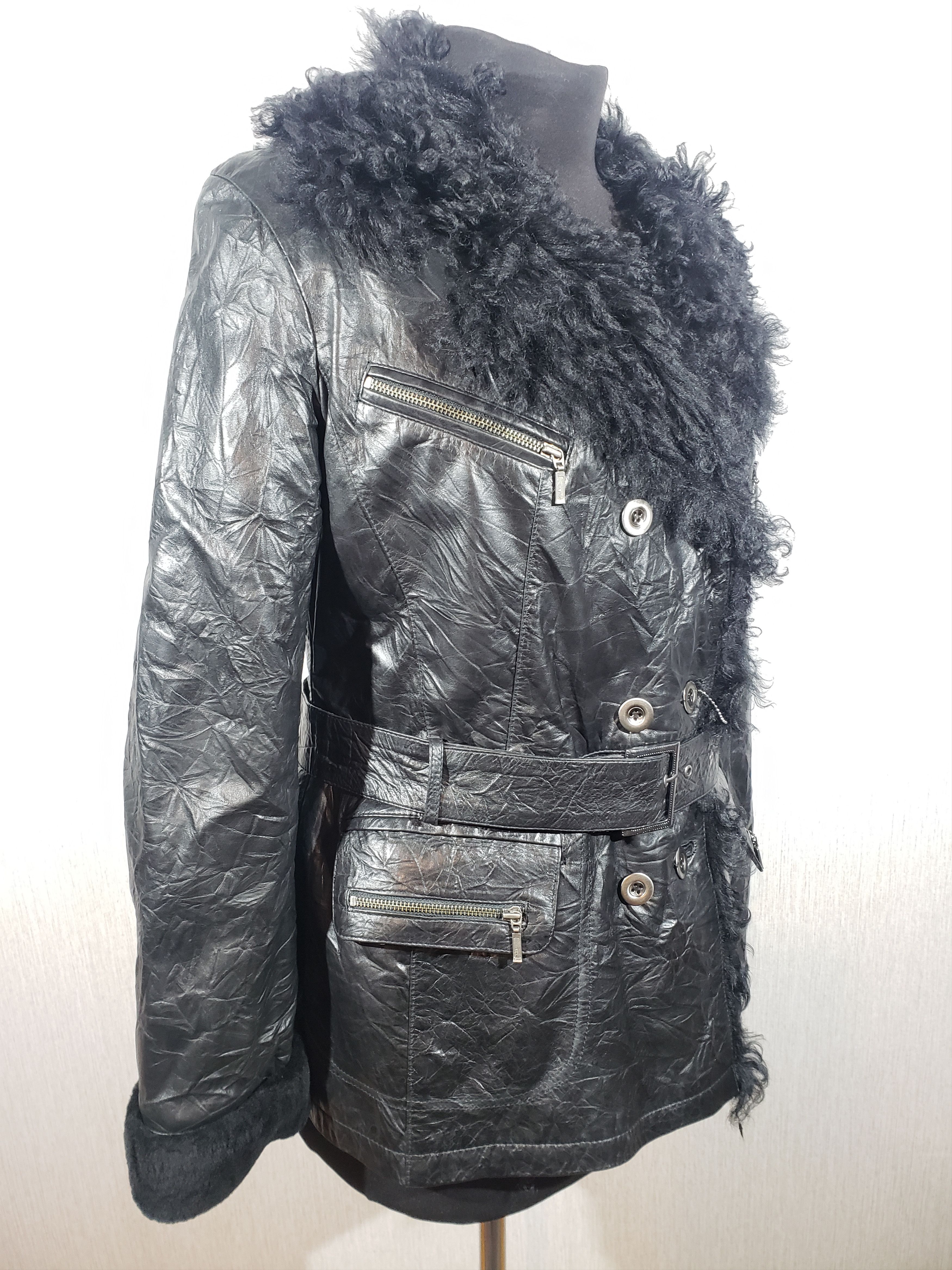 Other Wonderful women's sheepskin coat with genuine fur. Size L / US 10 / IT 46 - 3 Thumbnail