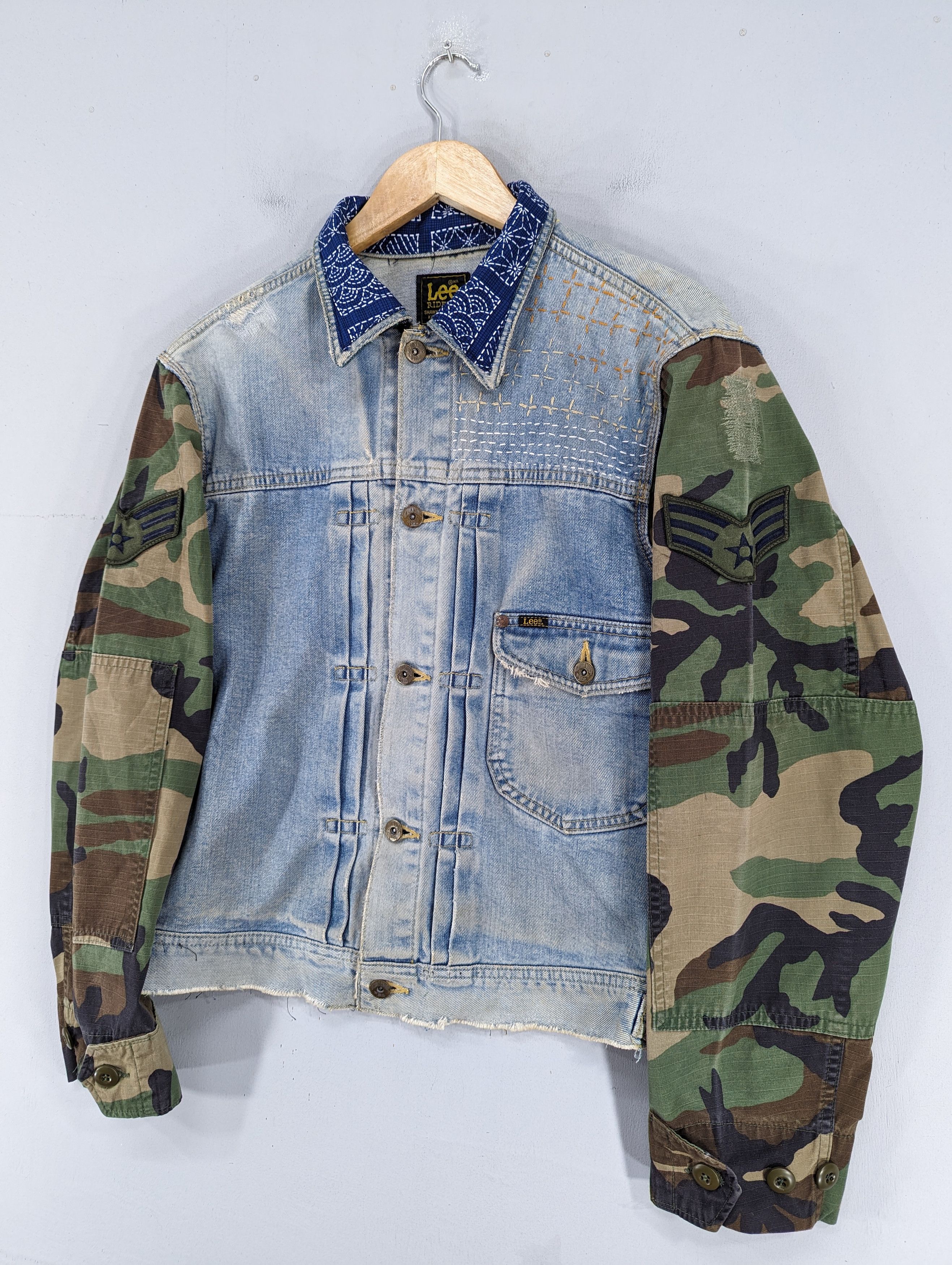 Lee 🔥1 Of 1 Custom Lee X Army Sleeve Denim Jacket Distressed Size US M / EU 48-50 / 2 - 2 Thumbnail