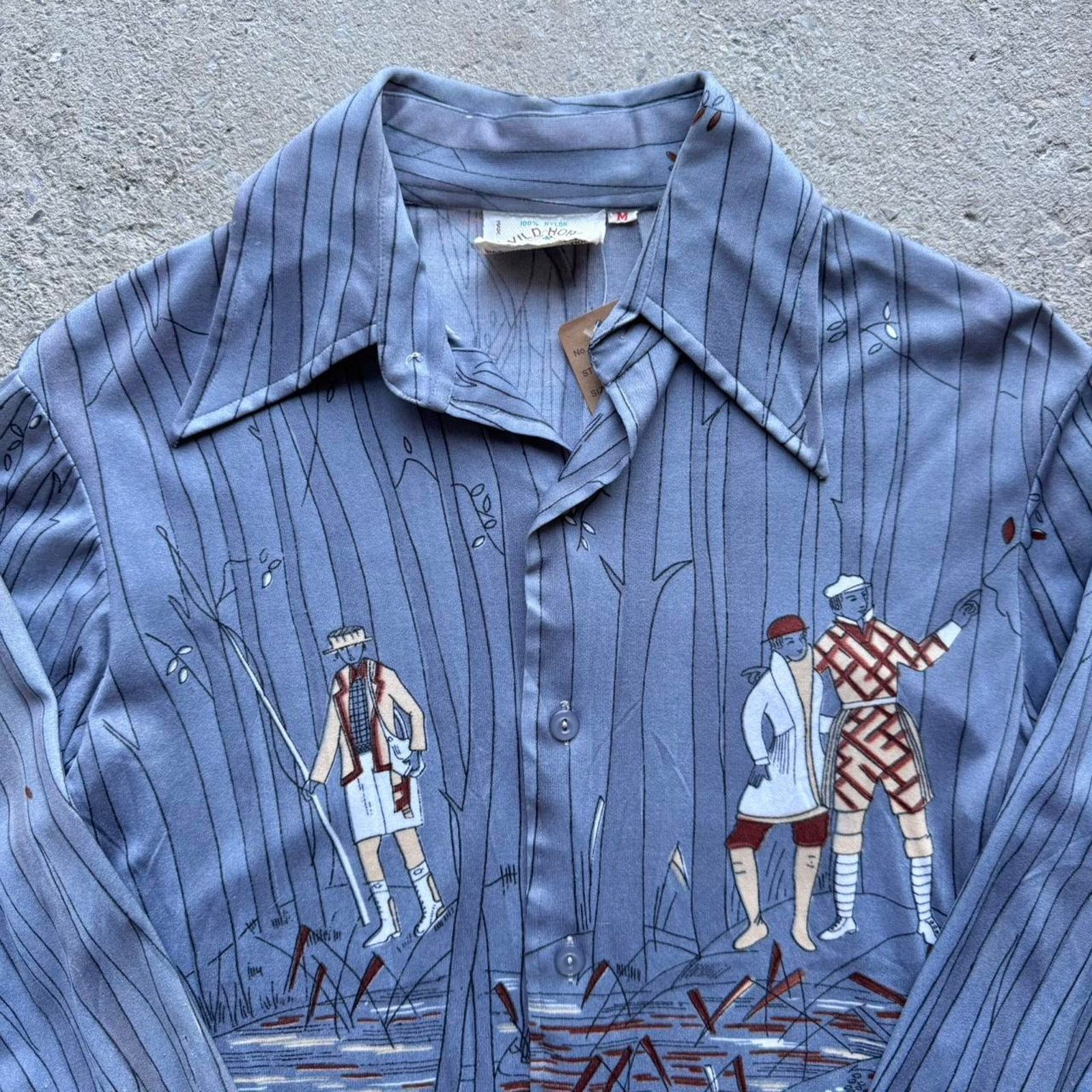 Saxony 70s Novelty Outdoor Graphic Dagger Button Up Shirt by Saxony Size US S / EU 44-46 / 1 - 2 Thumbnail