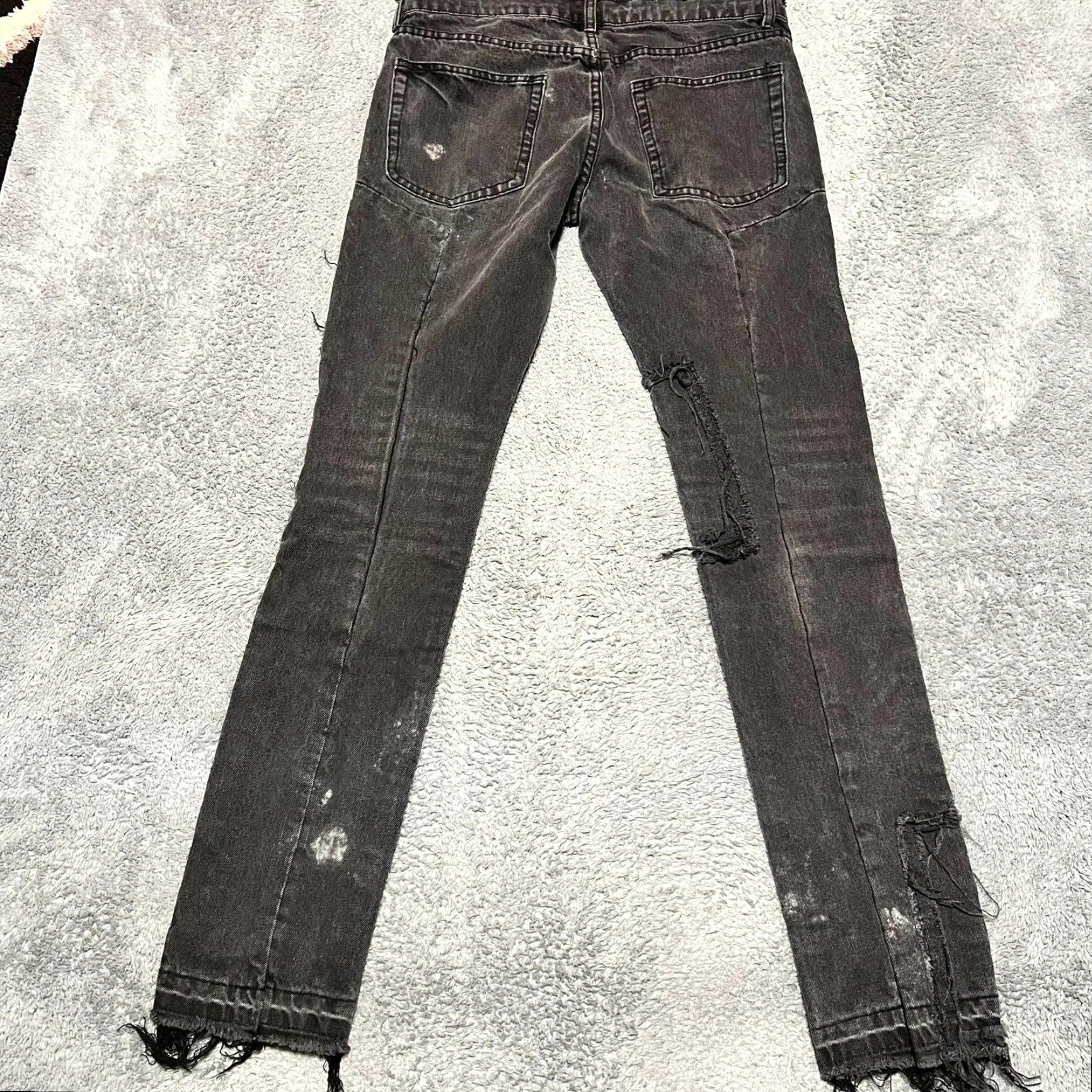 MNML MNML Jeans Mens 33 Black Distressed Slim Rope Drawstring Button Fly 34x32.5 Inseam 32 Mens Size US 33 - 3 Thumbnail