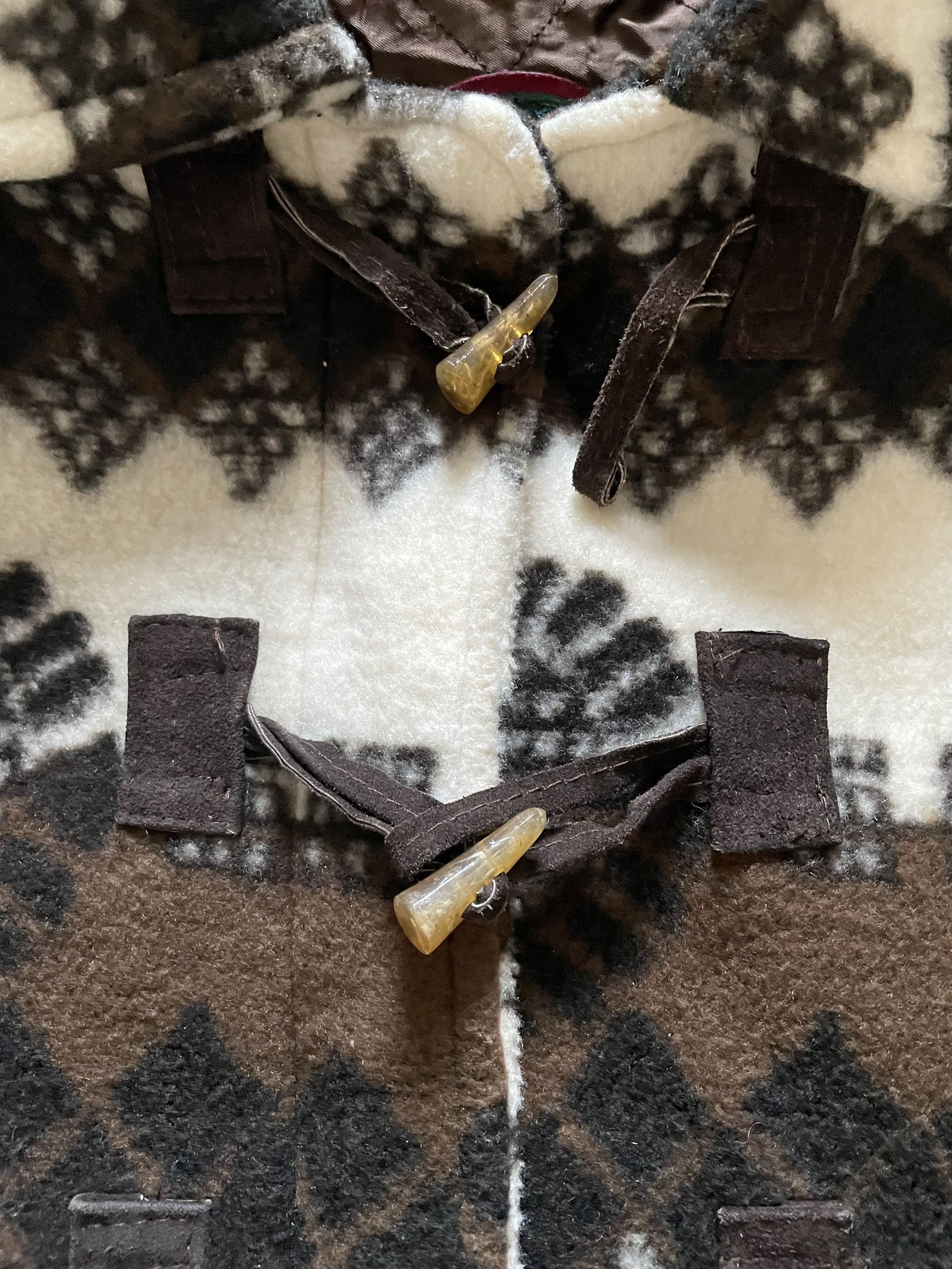 Vintage Henri Rossi Aztec Pattern Fleece Duffle Coat Hooded Jacket Size US XL / EU 56 / 4 - 5 Thumbnail