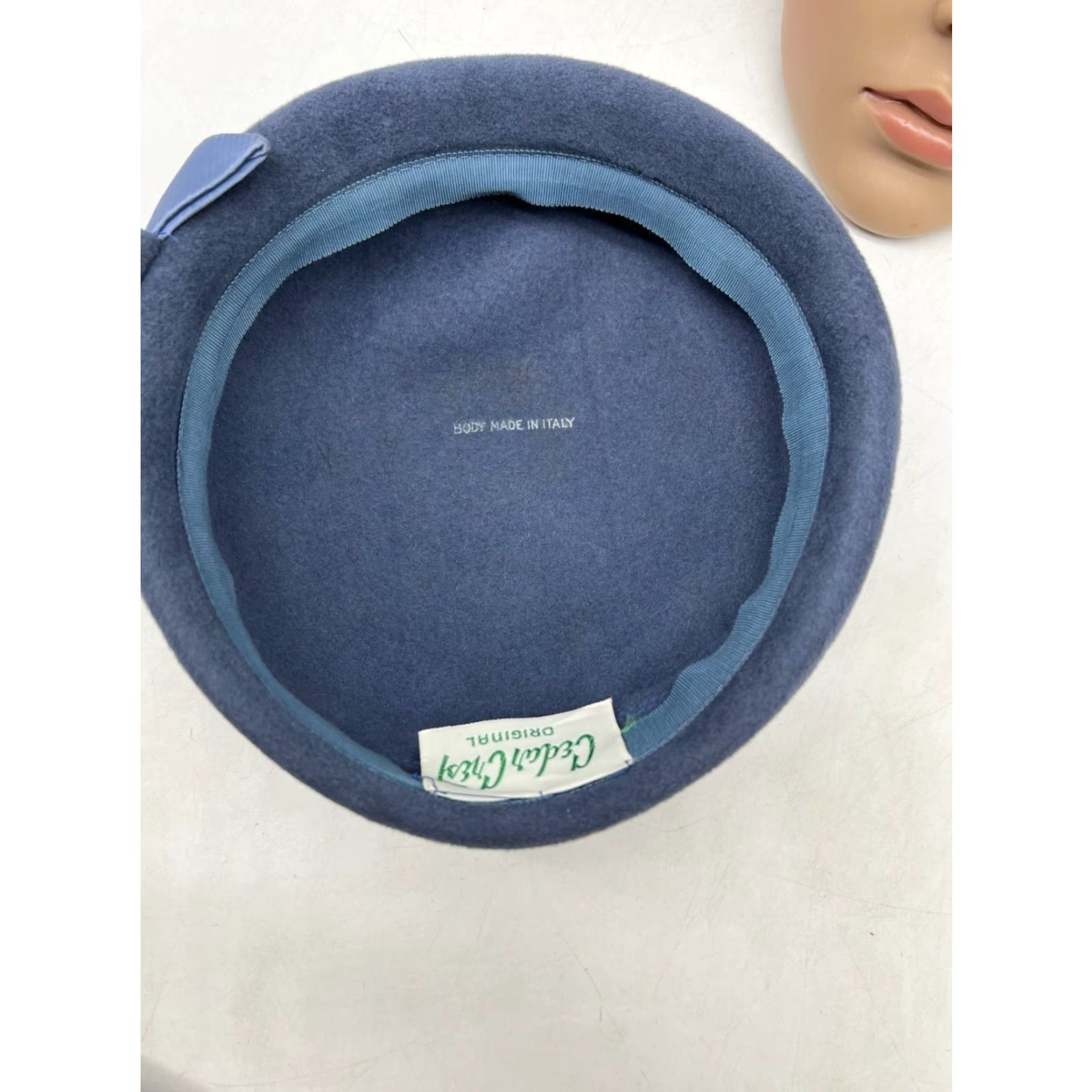 Vintage VINTAGE Cedar Crest Blue Pillbox hat Round Made in Italy 7 1/8 Wool 100% Wool Formal Women’s Size ONE SIZE - 4 Thumbnail