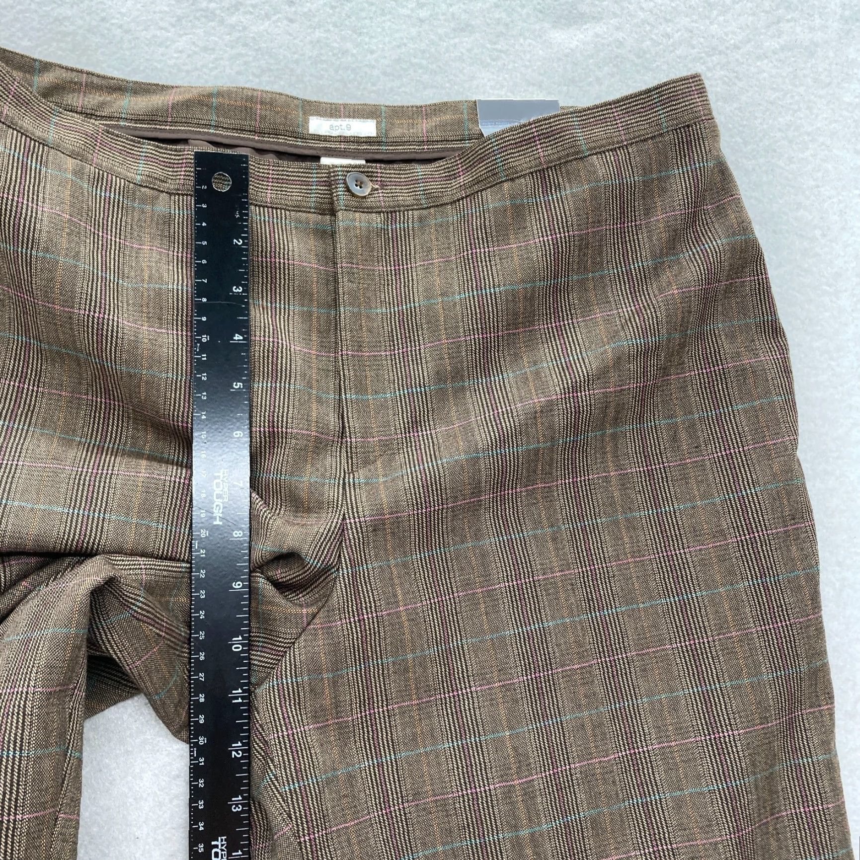 Apt. 9 Apt. 9 The Wallace Pant Women's 16 Classic Fit Brown Plaid Wool Blend Unhemmed Pant Size 38" / US 16 / IT 52 - 7 Thumbnail