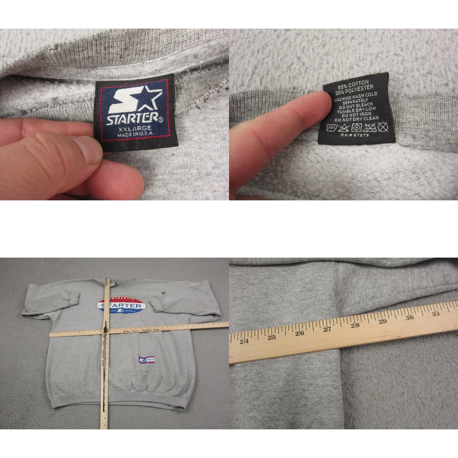 Starter Vintage Starter Sweatshirt Adult 2XL Gray Authentic Athletic Fleece Mens 90s Size US XXL / EU 58 / 5 - 8 Thumbnail
