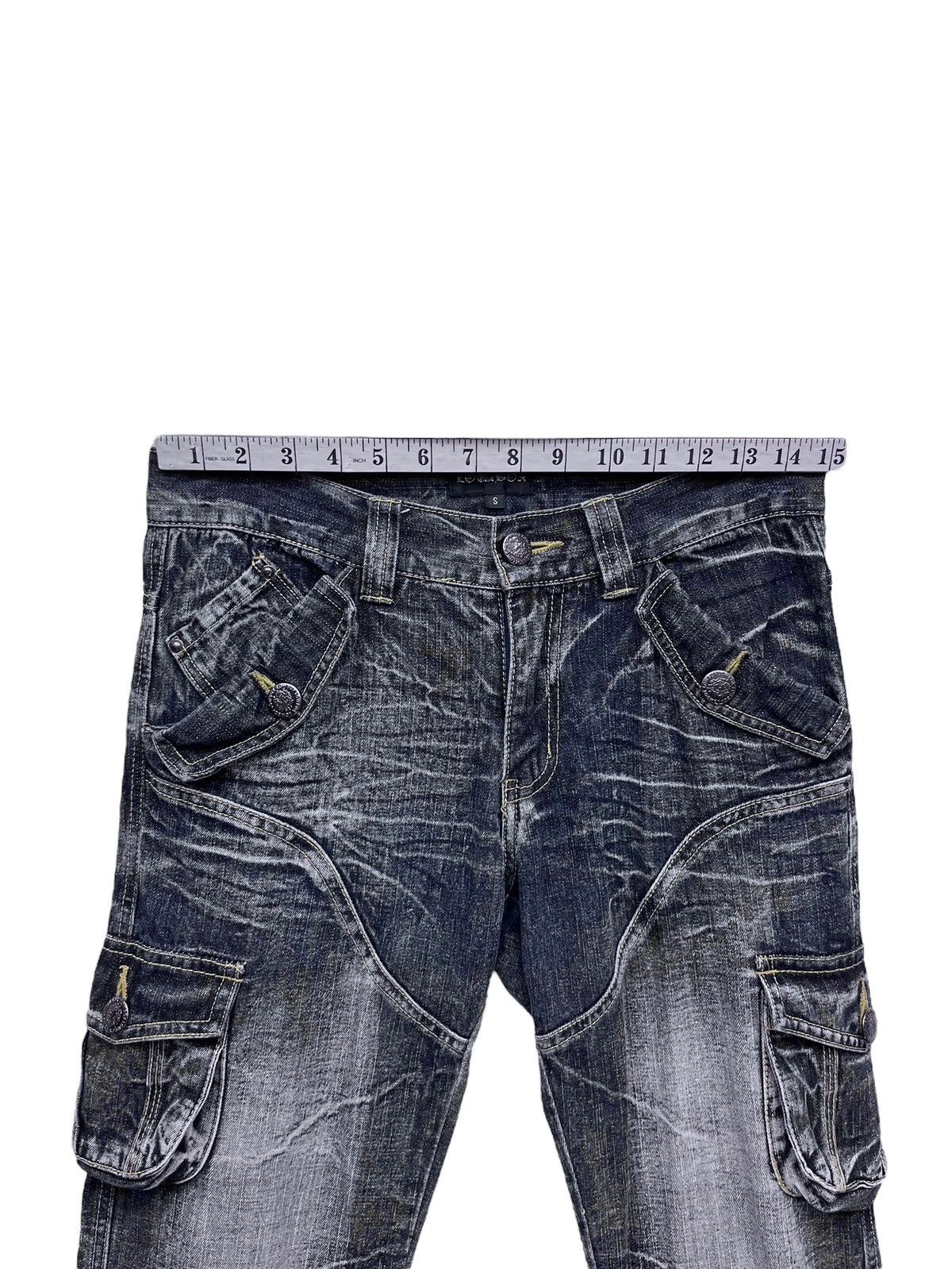 LOWBOX VERY RARE💥 Punk Distressed Whisker Multipocket Flare Denim Size US 29 - 17 Thumbnail
