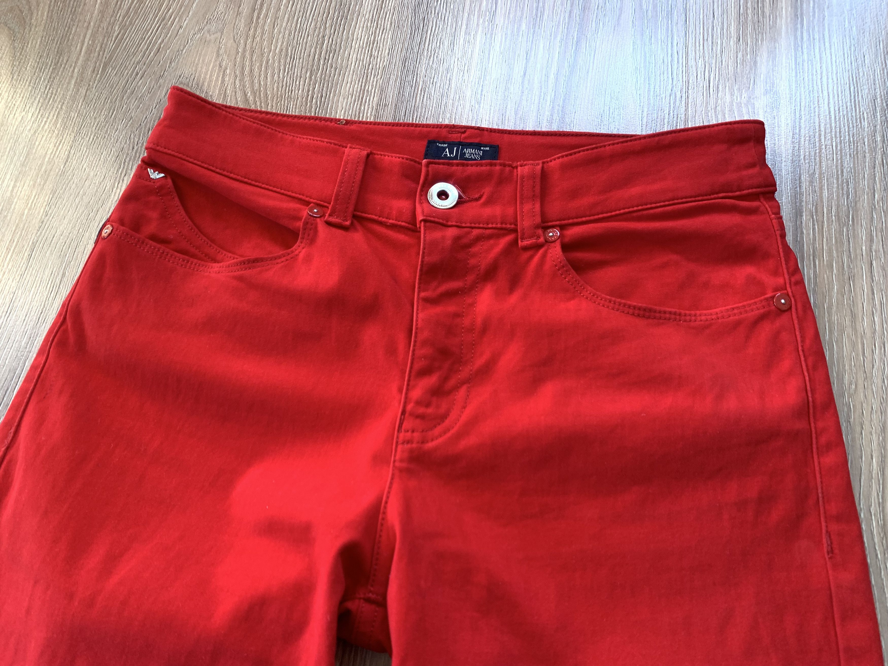 Armani × Vintage Rare Vintage Armani Jeans Red Stretch Jeans Pants Size 28" / US 6 / IT 42 - 3 Thumbnail