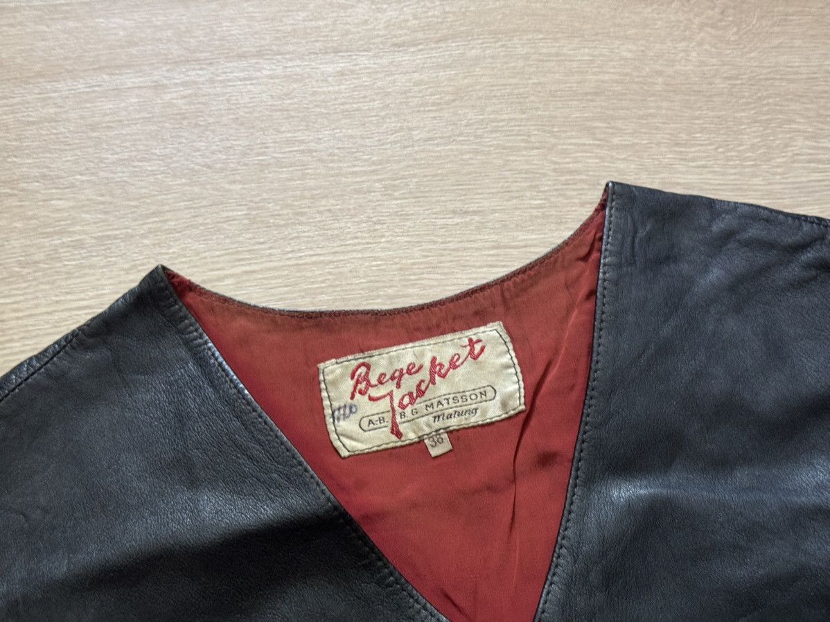 Genuine Leather Vintage 40-50’s B.G.Matsson “Bage Jacket” Leather Moto Vest Size S / US 4 / IT 40 - 6 Thumbnail