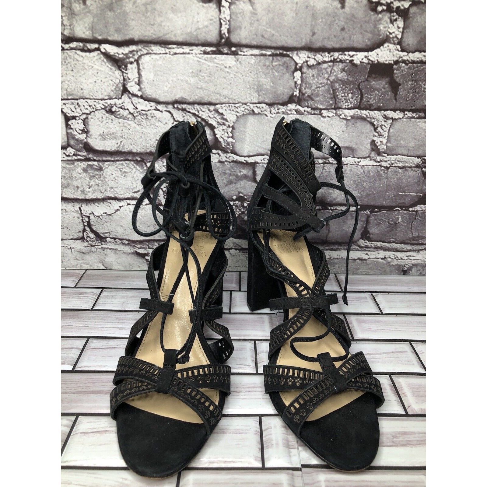 Vince Camuto Vince Camuto Mindie Black Leather Lace Up Strappy Heels Wome Size US 8 / IT 38 - 15 Thumbnail