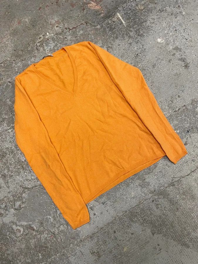 Prada 2000s Prada Orange V Neck Sweater Size XS / US 0-2 / IT 36-38 - 3 Thumbnail