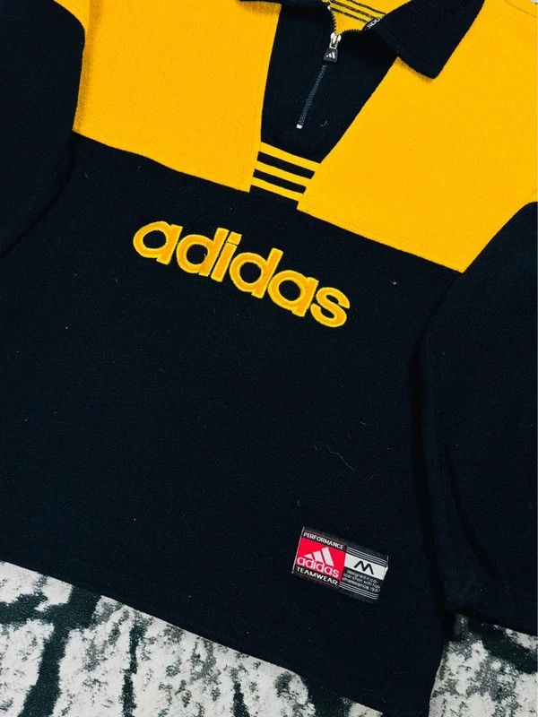 Adidas Vintage Adidas fleece yellow navy XXL Size US XXL / EU 58 / 5 - 3 Thumbnail