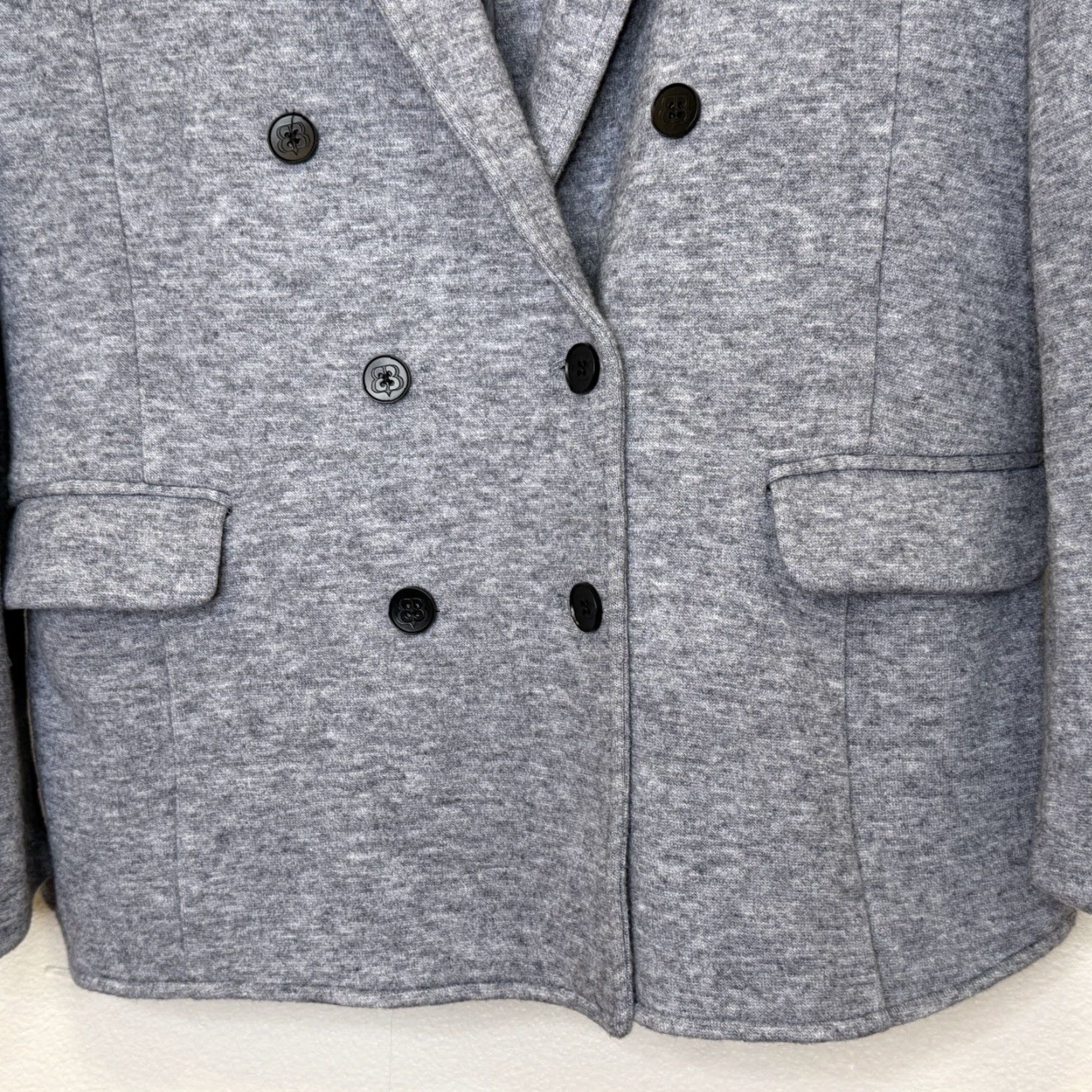 Doublet Betabrand LuxeMelange Blazer Jacket Womens XS Gray Double Breasted Stretch Blazer Jacket Knit Viscose Blend Pockets Size XS / US 0-2 / IT 36-38 - 5 Thumbnail