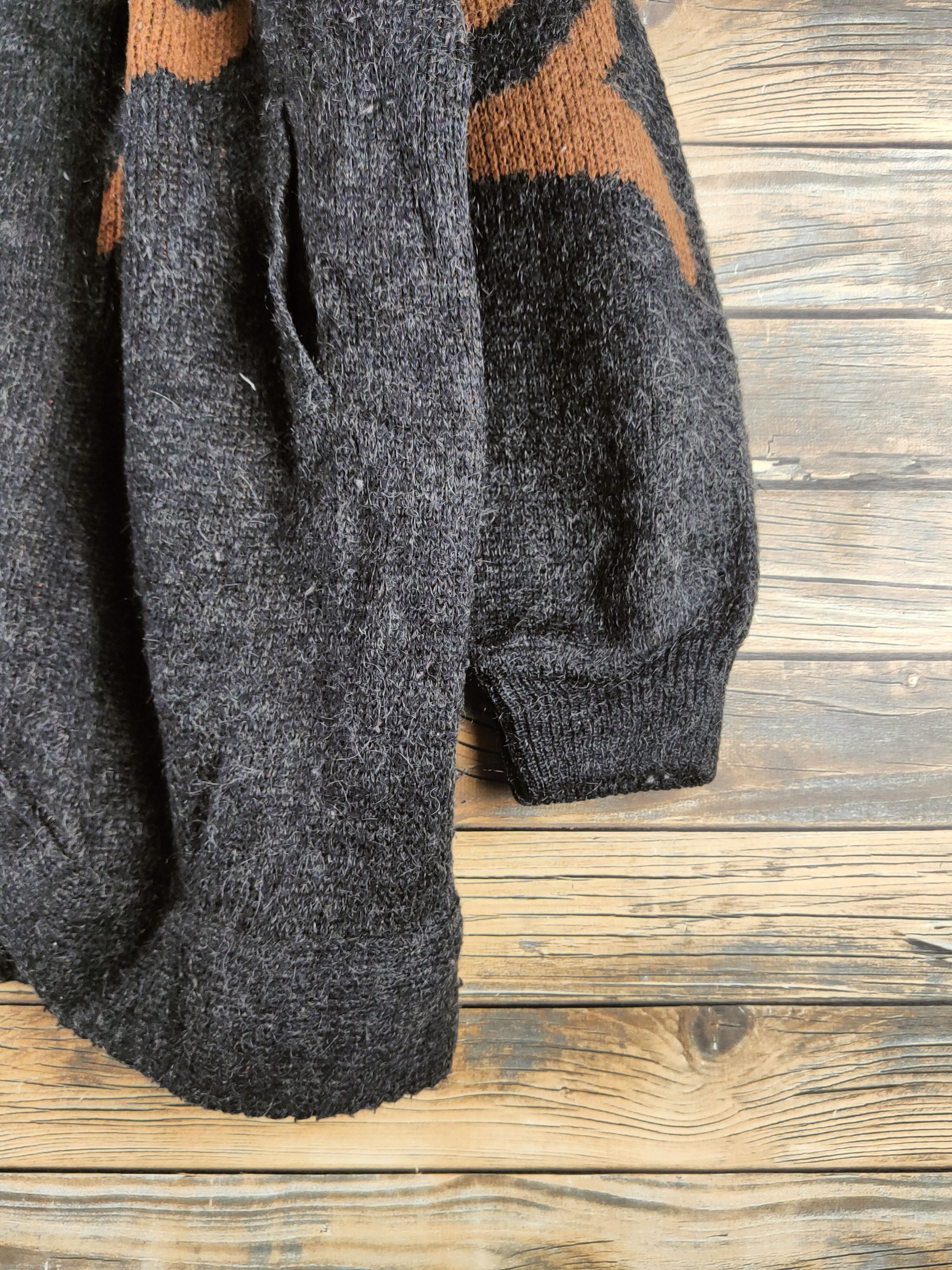 Japanese Brand DL Long Run Black Brown Knitwear Cardigans #46-426 Size L / US 10 / IT 46 - 6 Thumbnail