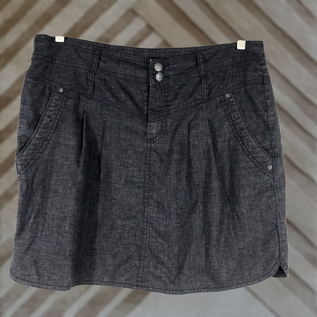 Prana prAna Women's Blue Hemp Blend A-Line Skirt Size 12 Button Waist Pleated Size 34" / US 12 / IT 48 - 1 Thumbnail