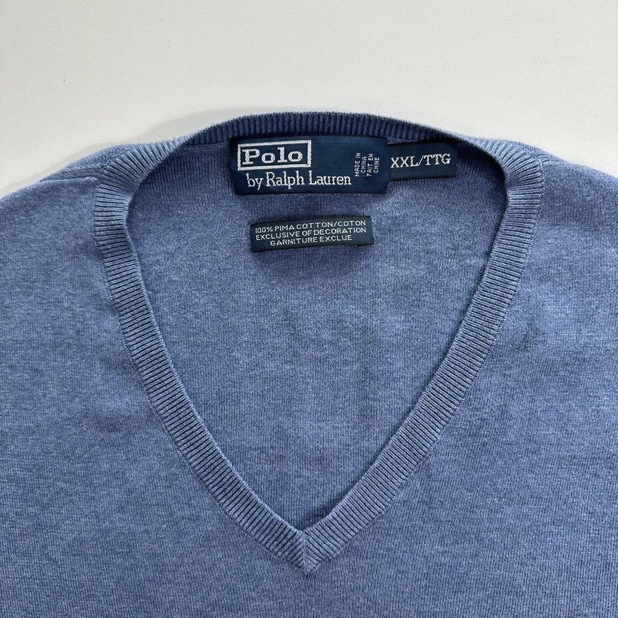 Polo Ralph Lauren Vintage Ralph Lauren Men Sweater V Neck Long Sleeve Blue XXL Size US XXL / EU 58 / 5 - 6 Thumbnail