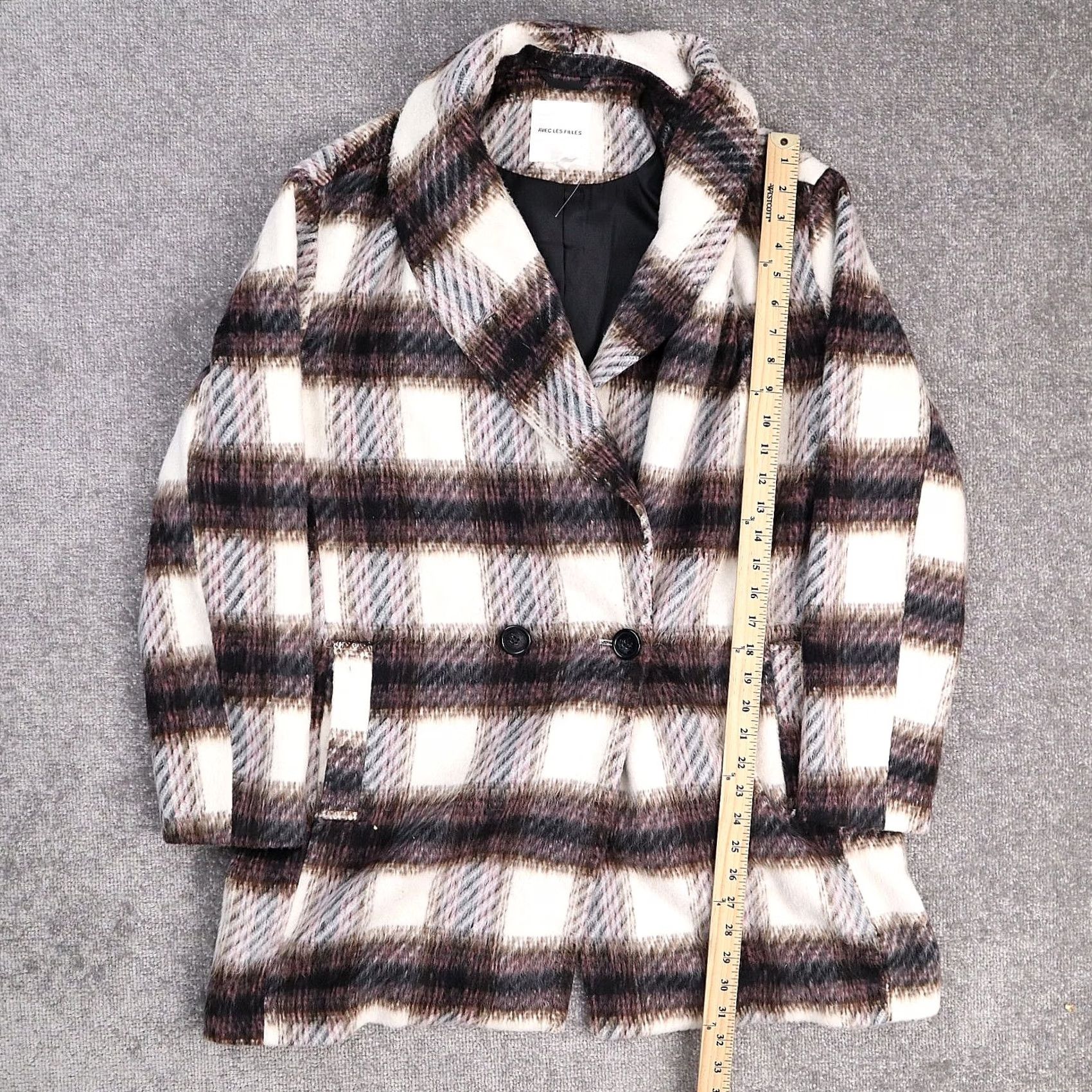 Anthropologie Anthropologie Avec Les Filles L Multicolor Plaid Double Breasted Coat Button Lined Casual Fall Winter Women Size L / US 10 / IT 46 - 4 Thumbnail