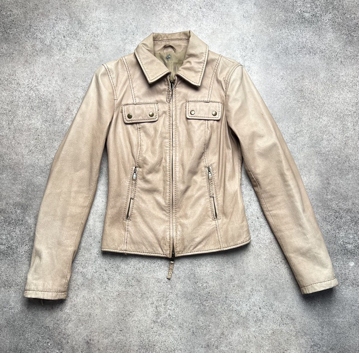 Other Vintage double zip faded leather jacket Size S / US 4 / IT 40 - 1 Thumbnail