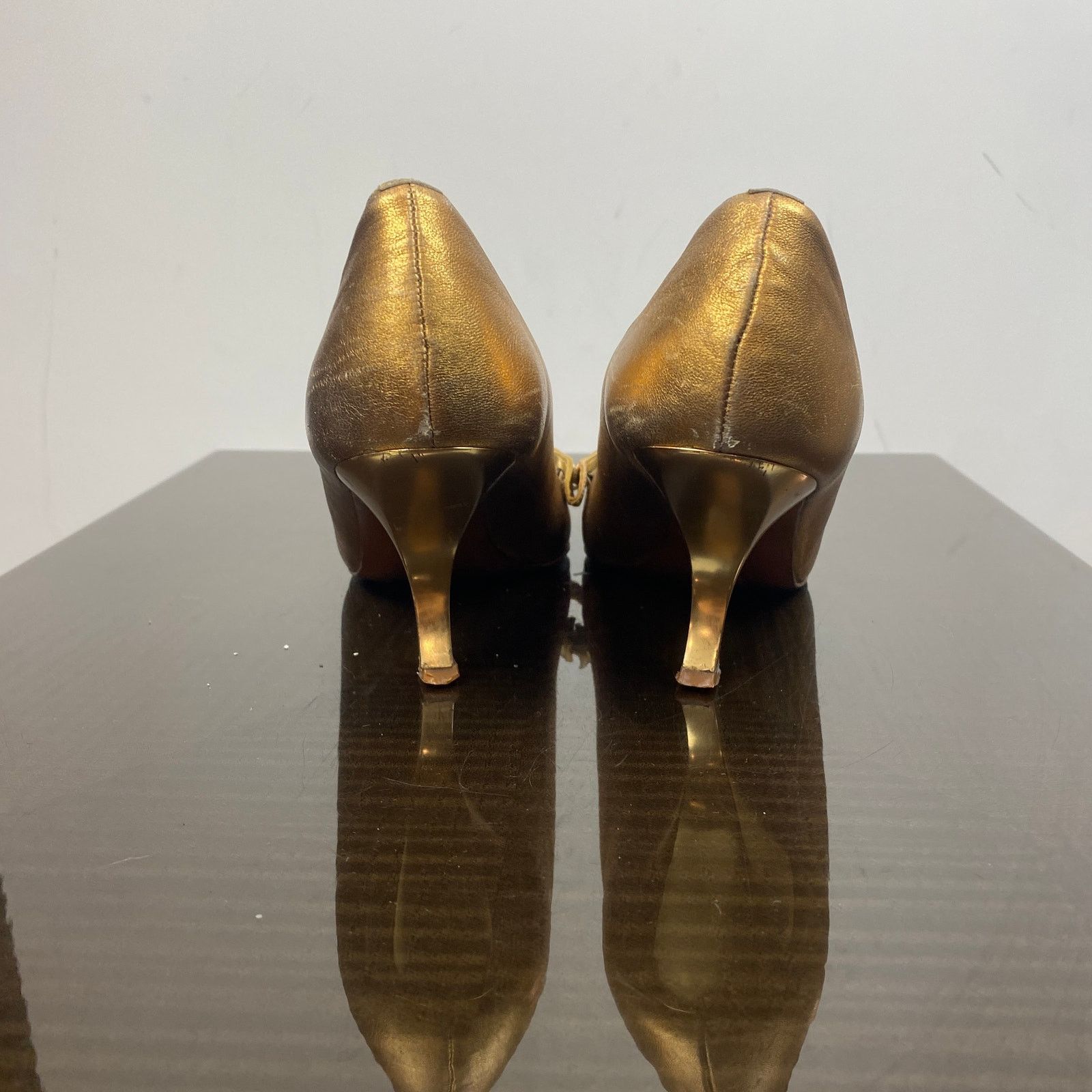 Etro Etro Nero 7787 Gold Pointed Toe Kitten Heels Women's 38 US 8 Size US 8 / IT 38 - 4 Thumbnail