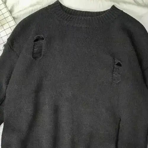 Japanese Brand × Vintage Vintage Wash Hole Ripped Knitted Sweater Y2k Streetwear Size US L / EU 52-54 / 3 - 3 Thumbnail