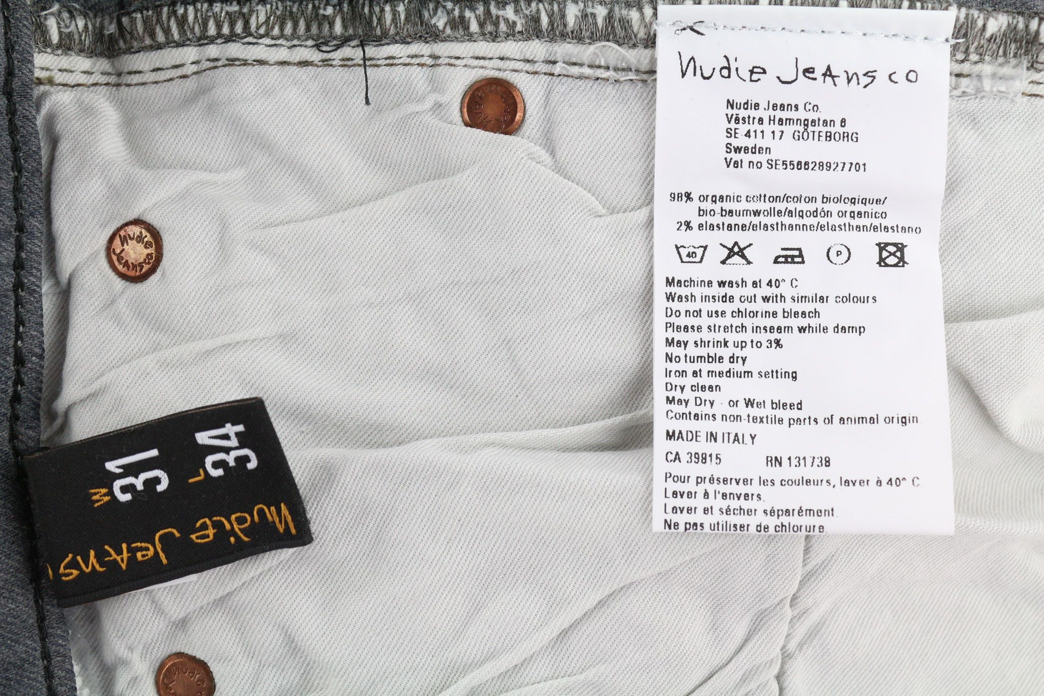 Nudie Jeans TIGHT LONG JOHN W31/L34 Organic Charcoal Jeans 80701 Size US 31 - 6 Thumbnail