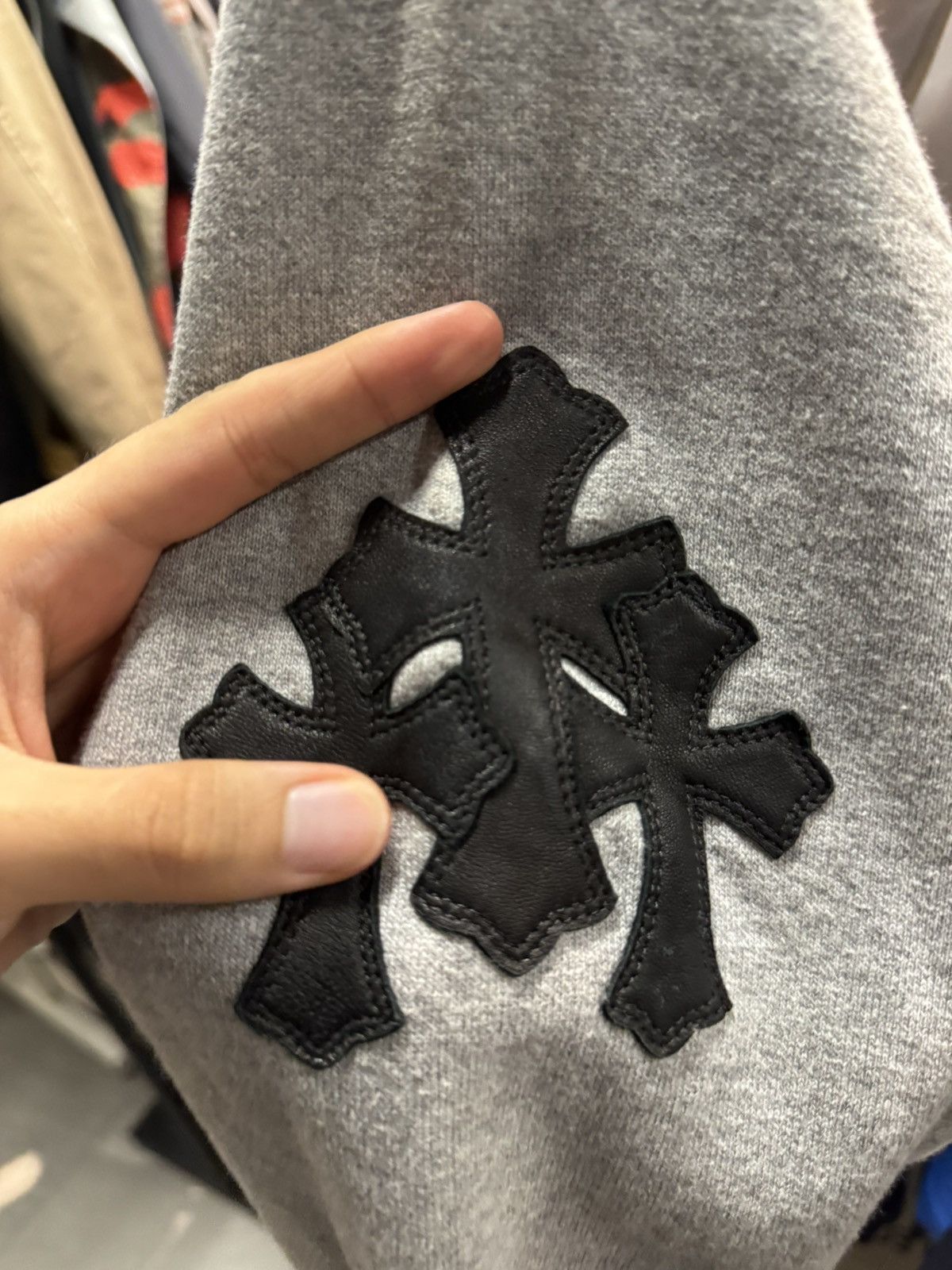 Chrome Hearts Chrome Hearts Grey Cross patch Hoodie with silver studs Size L / US 10 / IT 46 - 2 Thumbnail