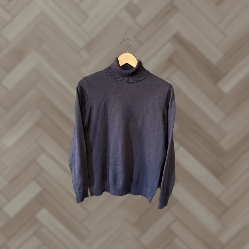 Lands' End Lands' End Womens Blue Long Sleeve Turtleneck Pullover Sweatshirt Size M Size M / US 6-8 / IT 42-44 - 1 Thumbnail