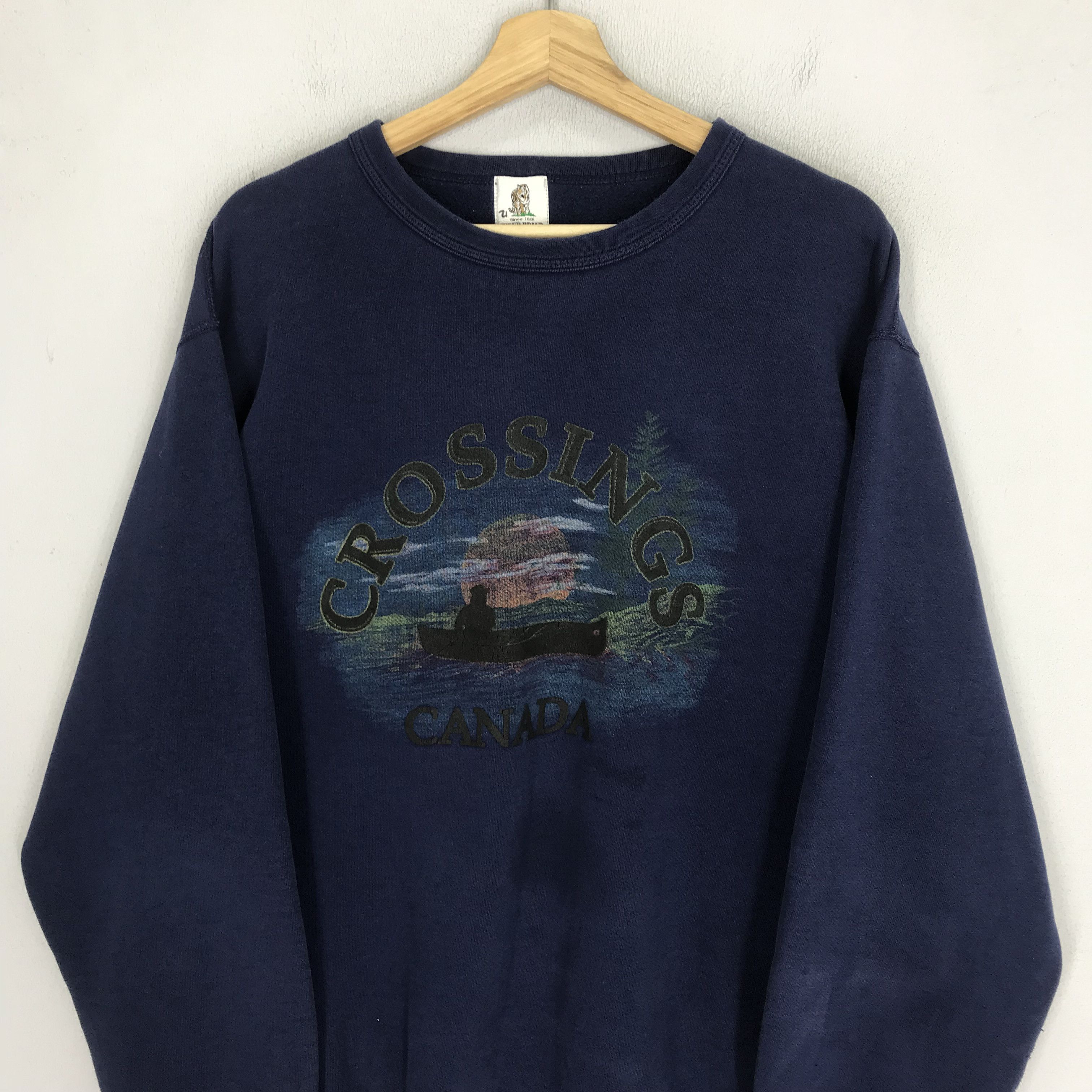 Canada West Vintage 90s Crossings Canada Blue Sweatshirt - 607 Size US L / EU 52-54 / 3 - 3 Thumbnail