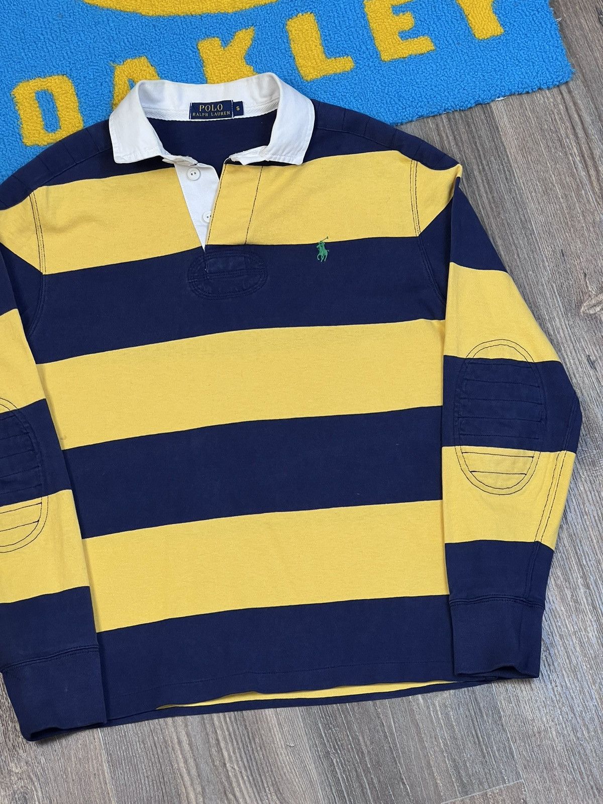 Polo Ralph Lauren × Rugby Ralph Lauren × Vintage Polo Ralph Lauren Yellow Blue Rugby Polo Long Sleeve Shirt Size US S / EU 44-46 / 1 - 2 Thumbnail