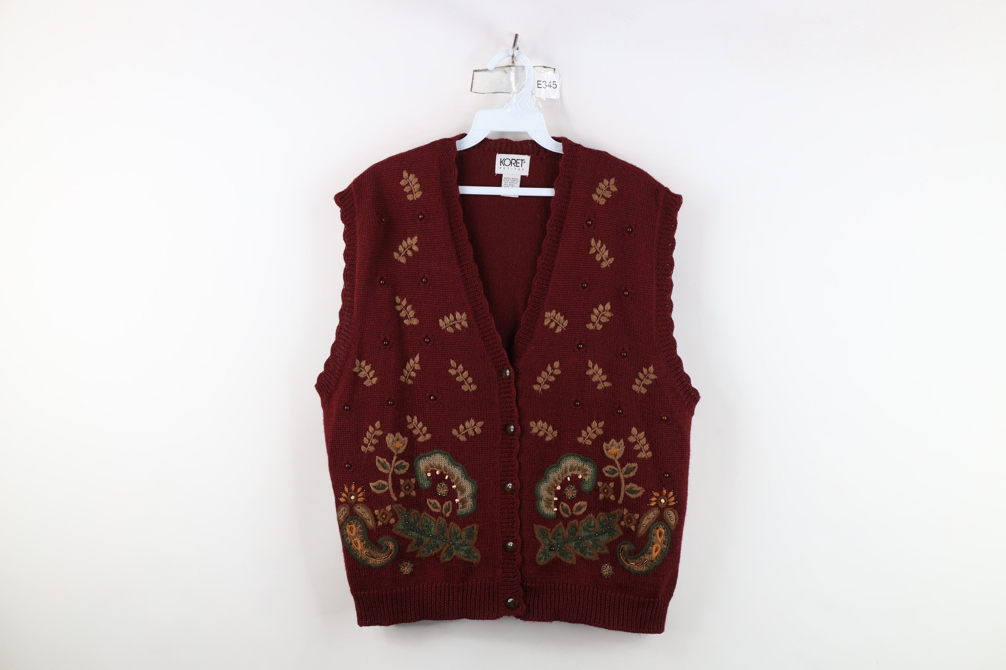Vintage Vintage 90s Streetwear Blend Beaded Nature Leaf Sweater Vest Size L / US 10 / IT 46 - 1 Thumbnail