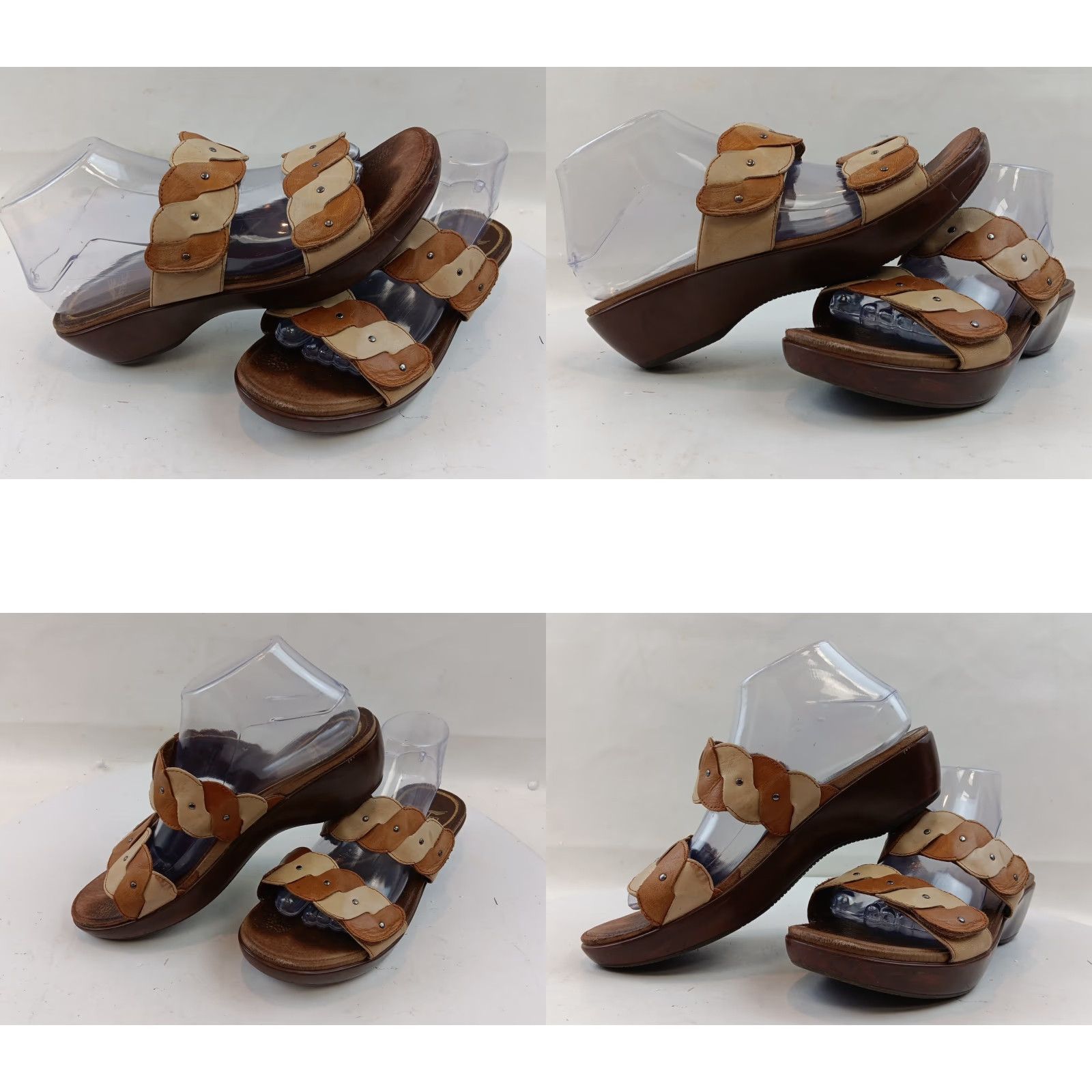 Dansko Dansko Dee Sandals Women’s US 10 EU 40 Brown Double Strappy Slide Studded Wedge Size US 10 / IT 40 - 9 Thumbnail