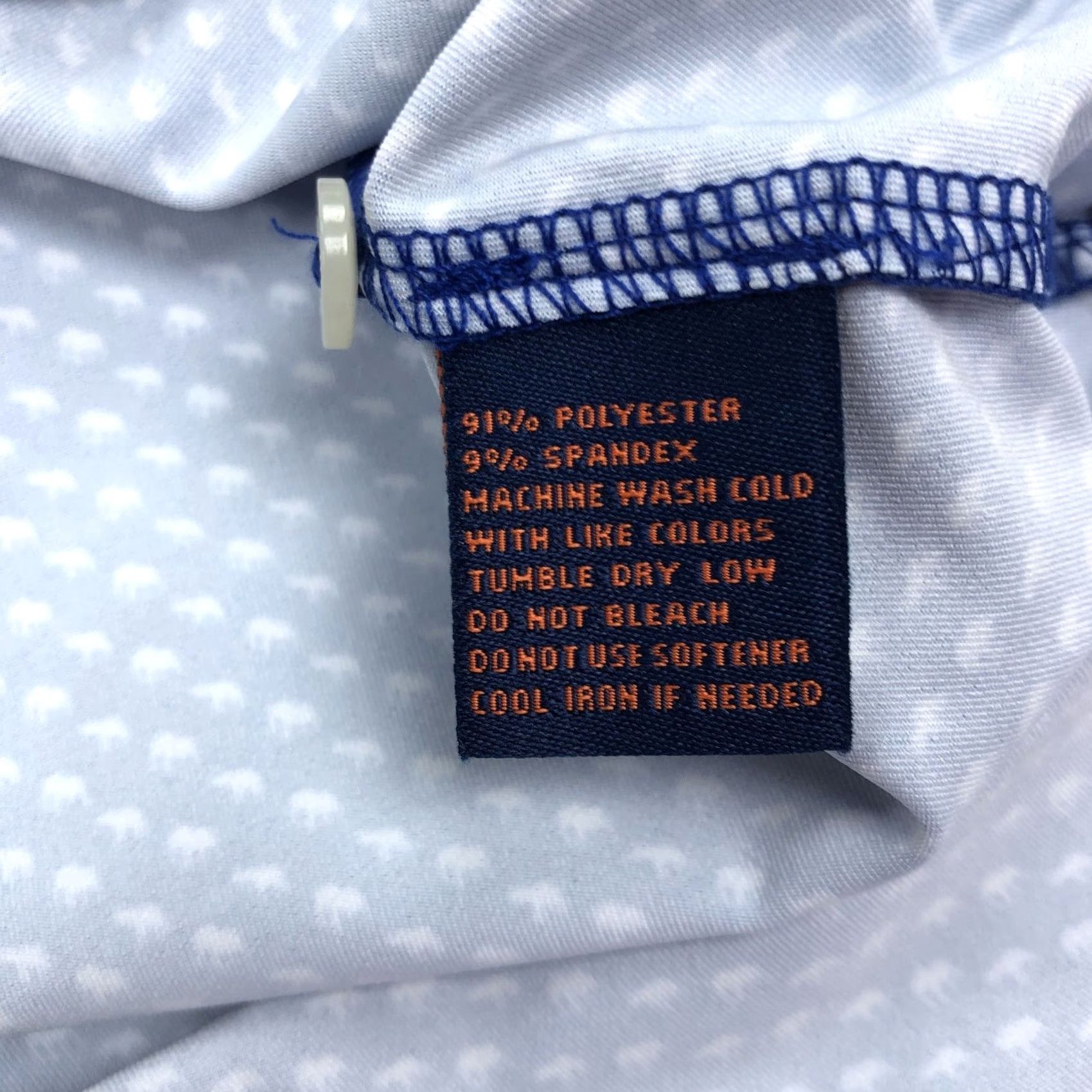 Vintage Donald Ross Sport Polo Shirt Baywood Greens Blue White Elephant Pattern Geometric Animal Print Short Sleeve XL Womens? Size US XL / EU 56 / 4 - 7 Thumbnail